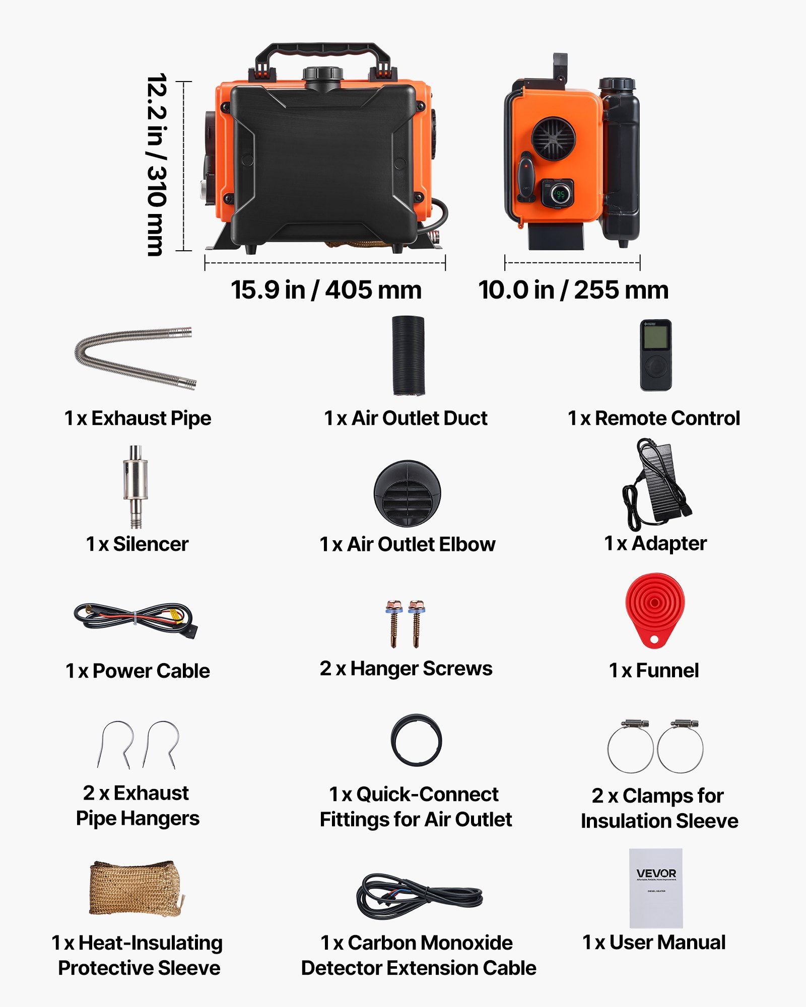 Diesel Heater, 8KW, DC 12V/24V, All in One Portable Diesel Air Heater with Remote Control and LCD Screen, Fast Heating Low Noise, 4.5 L Fuel Tank for Trucks, Vans, RVs, Campers, and Garages - Image 7