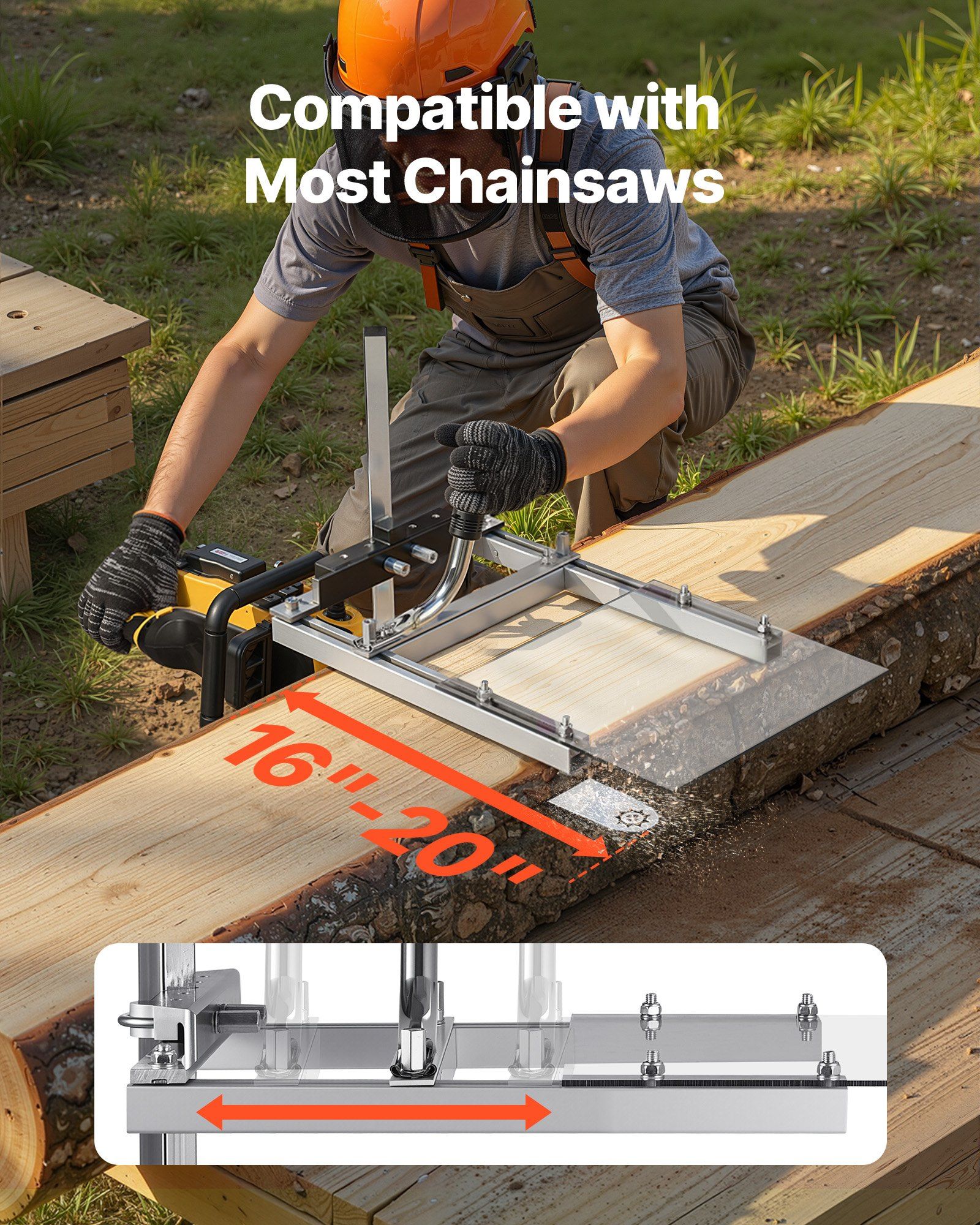 Chainsaw Mill, Portable Sawmill Fits 41-51 cm Planking Milling Bar, Lumber Cross Cutting Guide Chain Saw with Shield, 0.2-11.81 in Cutting Thickness, Timber Chainsaw Mill Kit for Woodworkers - Image 2