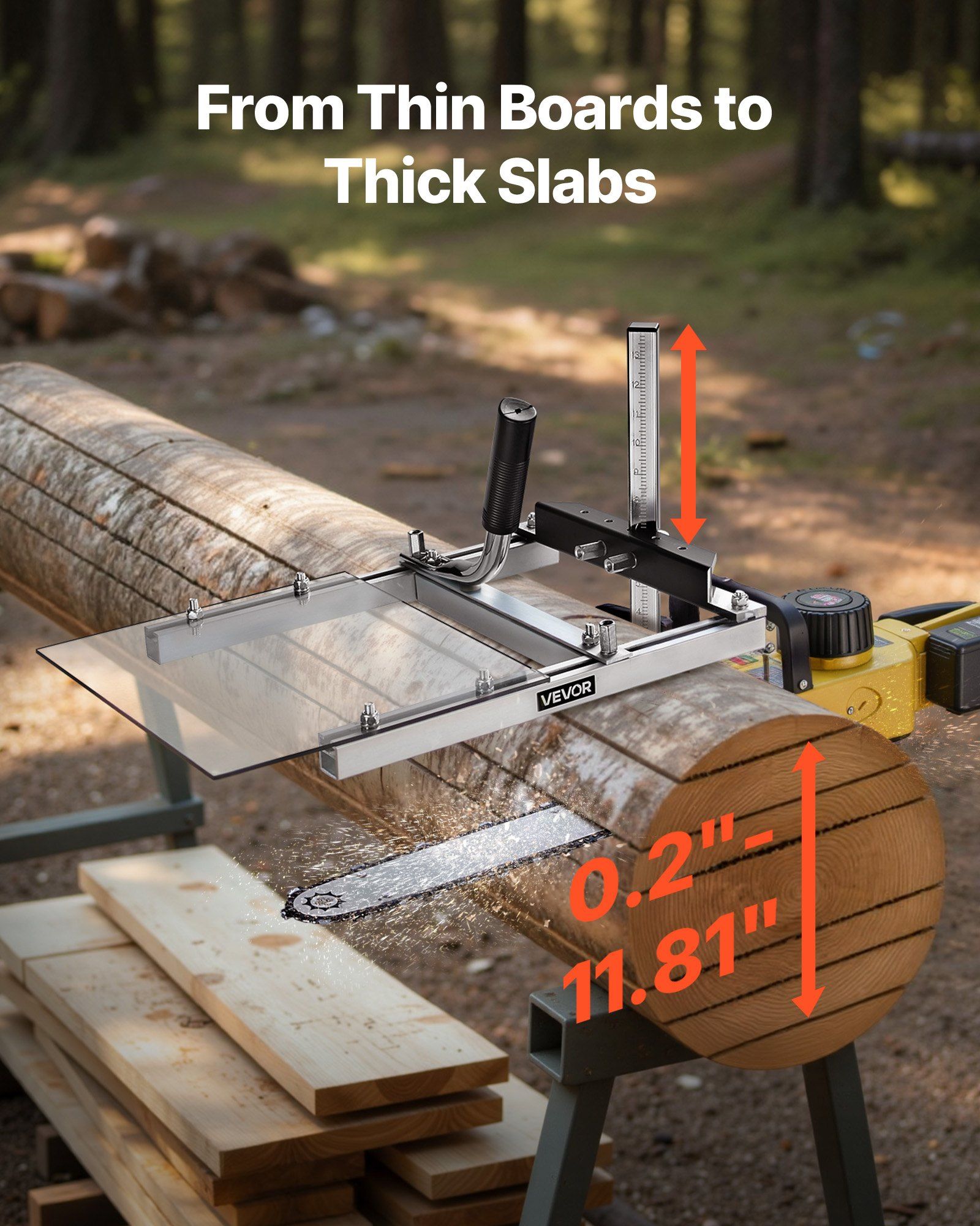 Chainsaw Mill, Portable Sawmill Fits 41-51 cm Planking Milling Bar, Lumber Cross Cutting Guide Chain Saw with Shield, 0.2-11.81 in Cutting Thickness, Timber Chainsaw Mill Kit for Woodworkers - Image 3