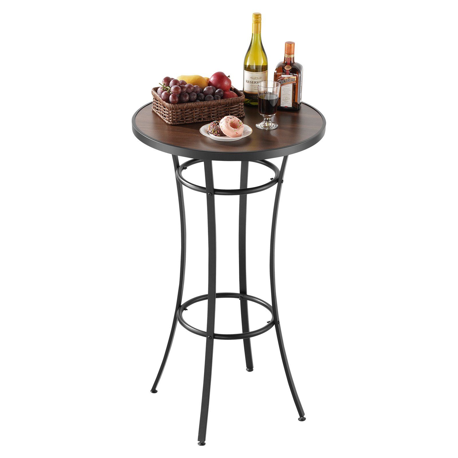 Outdoor Round Bar Table, 60 cm Counter Bar Height Bistro Table, Patio Dining Tables with Easy-to-Clean Top & Sturdy Metal Frame, Indoor High Top Pub Tables for Small Places, Kitchen - Image 1