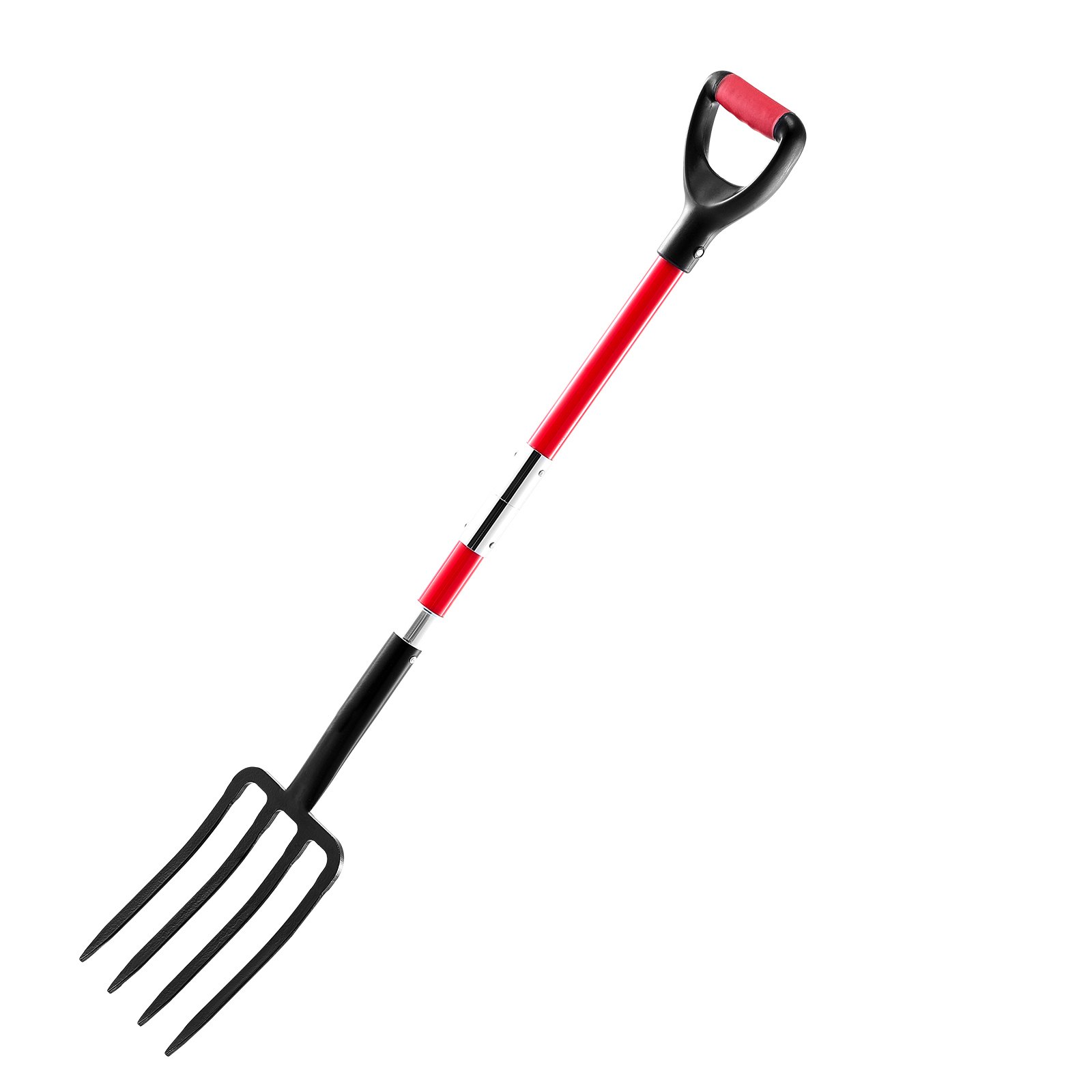 4 Tines Garden Fork Fiberglass Handle 45 in Spading Pitchfork Heavy Duty - Image 1