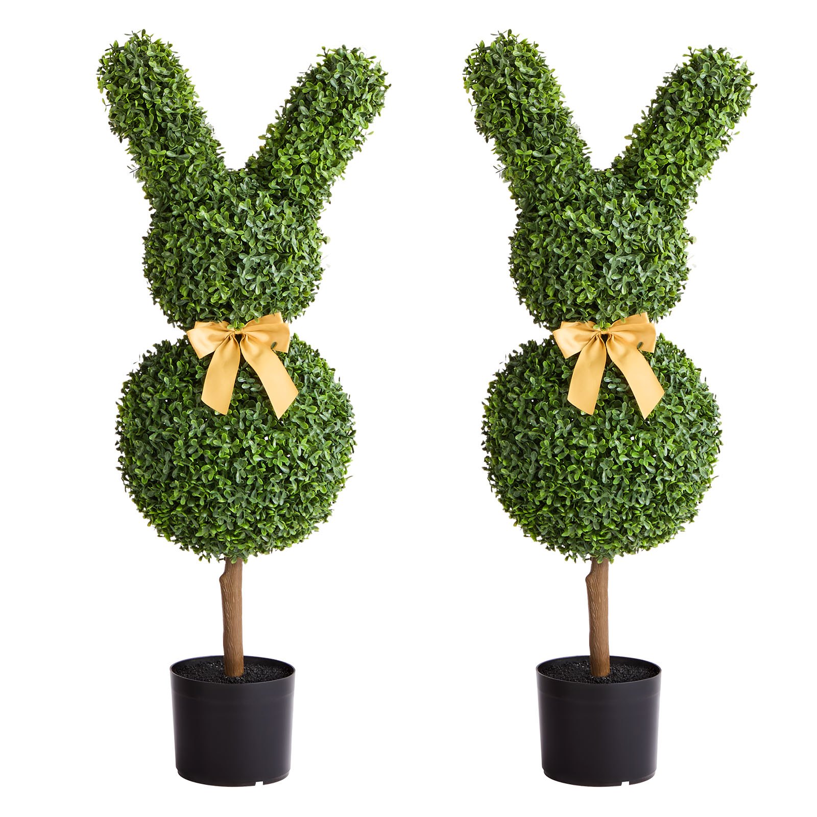 Artificial Topiary Bunny-Shape Boxwood Ball, 2 Set 914mm Faux Boxwood Plant Balls, Fake Silk Tree Look Real, Easy Assembly for Decor Front Porch Outdoor Patio Garden Balcony Backyard Indoor - Image 1