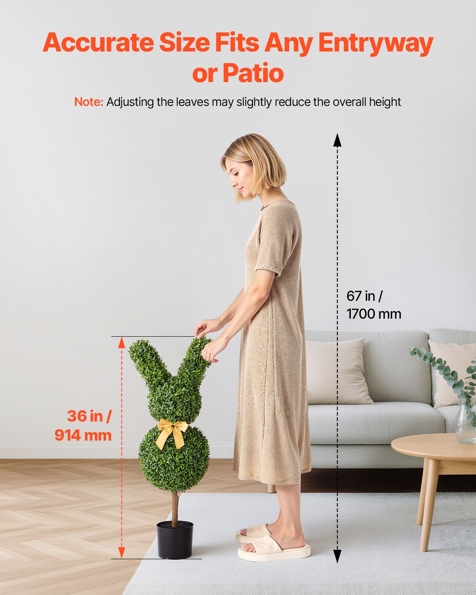 Artificial Topiary Bunny-Shape Boxwood Ball, 2 Set 914mm Faux Boxwood Plant Balls, Fake Silk Tree Look Real, Easy Assembly for Decor Front Porch Outdoor Patio Garden Balcony Backyard Indoor - Image 5