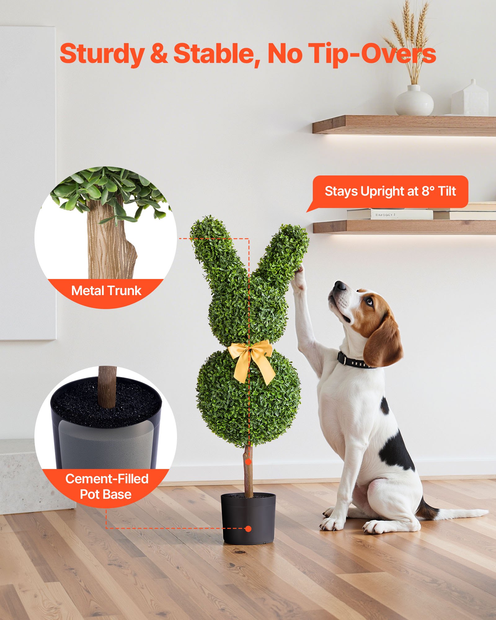 Artificial Topiary Bunny-Shape Boxwood Ball, 2 Set 914mm Faux Boxwood Plant Balls, Fake Silk Tree Look Real, Easy Assembly for Decor Front Porch Outdoor Patio Garden Balcony Backyard Indoor - Image 6