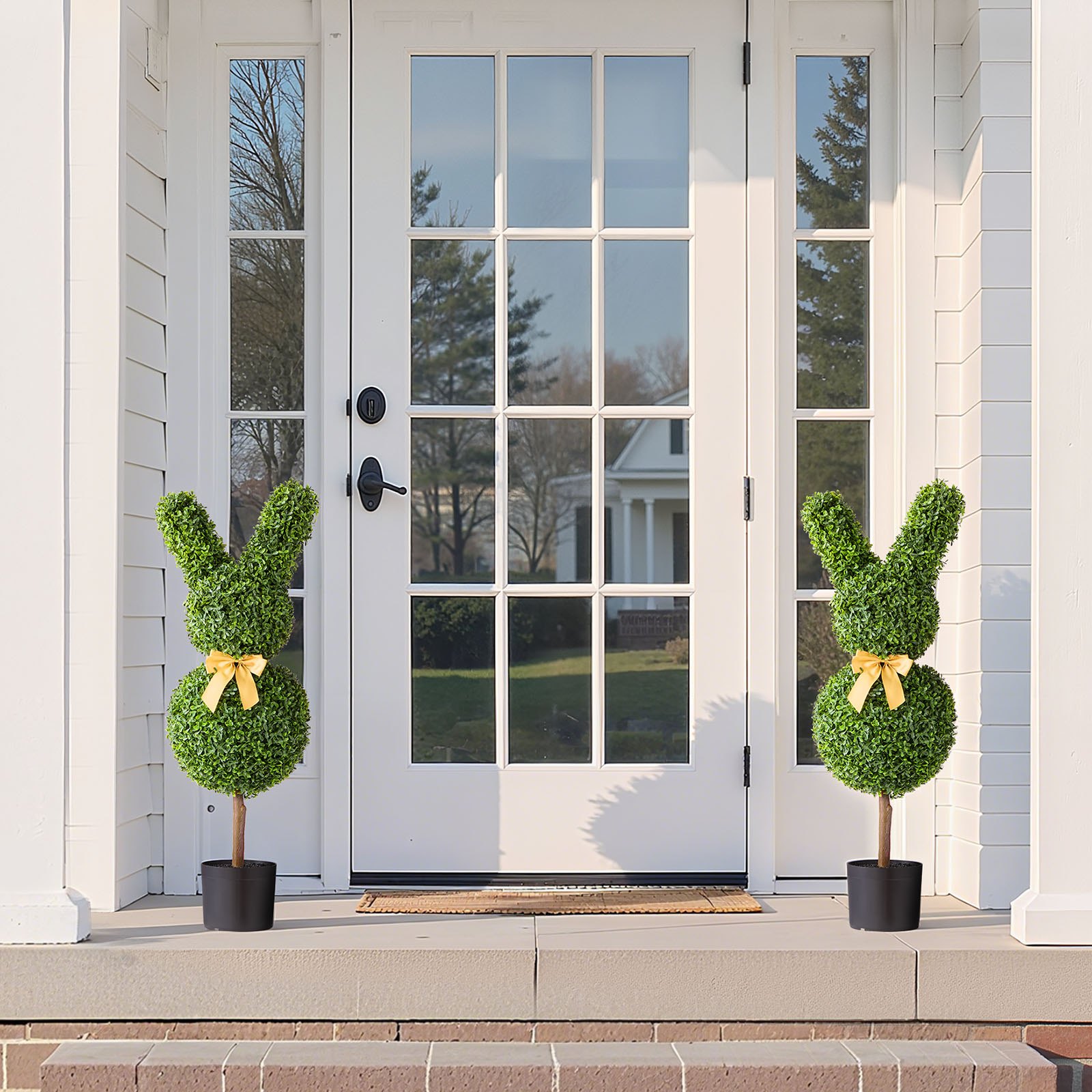 Artificial Topiary Bunny-Shape Boxwood Ball, 2 Set 914mm Faux Boxwood Plant Balls, Fake Silk Tree Look Real, Easy Assembly for Decor Front Porch Outdoor Patio Garden Balcony Backyard Indoor - Image 8