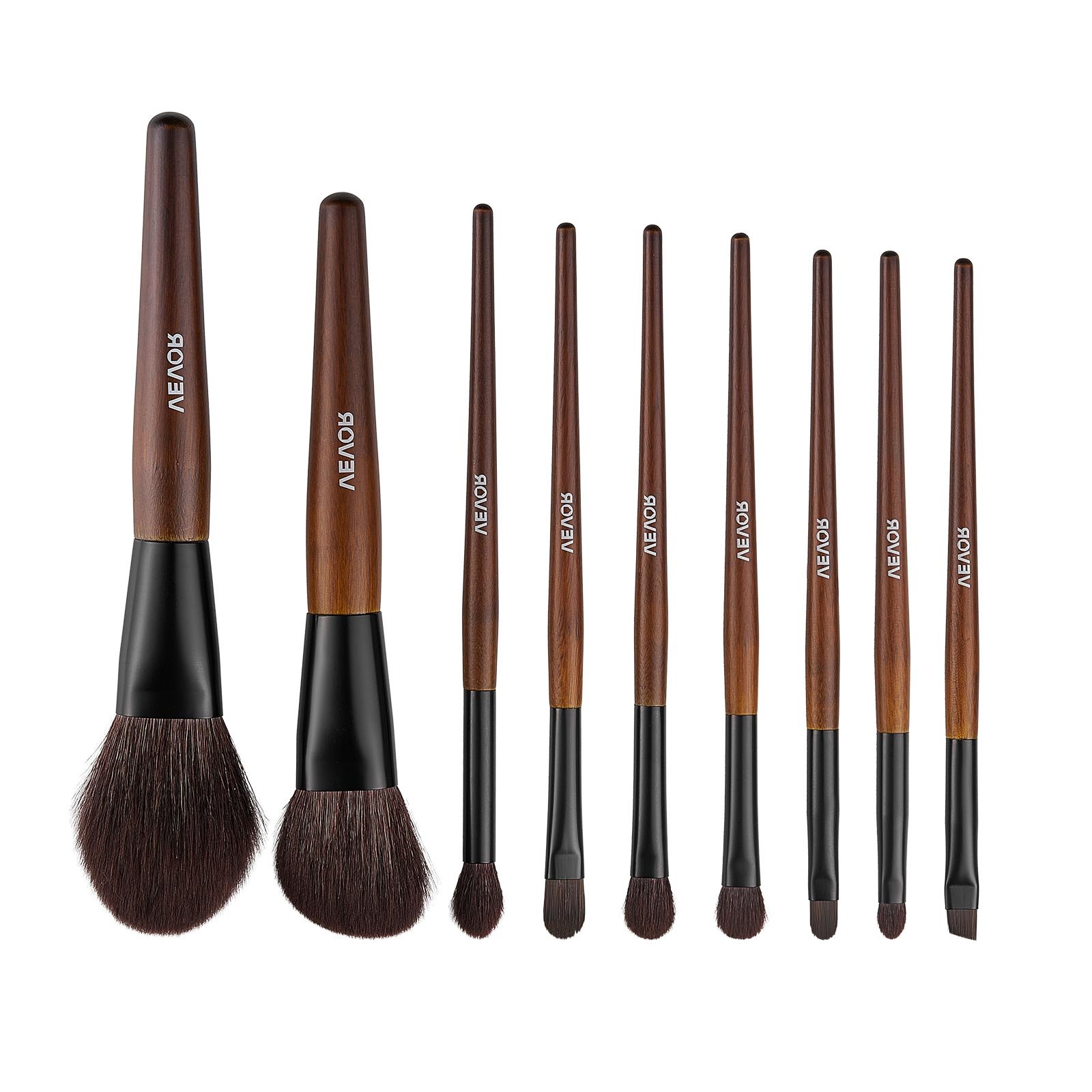 9-Piece Makeup Brush Set for Foundation Blending Eyeshadow, Professional Makeup Brush Kit with Soft Natural Wool & Vegan Synthetic Bristles, Ergonomic Wood Handle, Travel-Friendly Storage Bag - Image 1