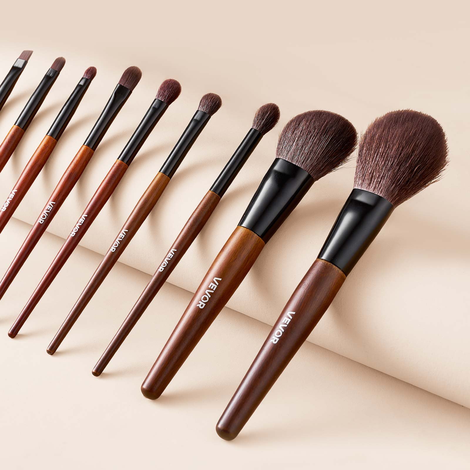 9-Piece Makeup Brush Set for Foundation Blending Eyeshadow, Professional Makeup Brush Kit with Soft Natural Wool & Vegan Synthetic Bristles, Ergonomic Wood Handle, Travel-Friendly Storage Bag - Image 8