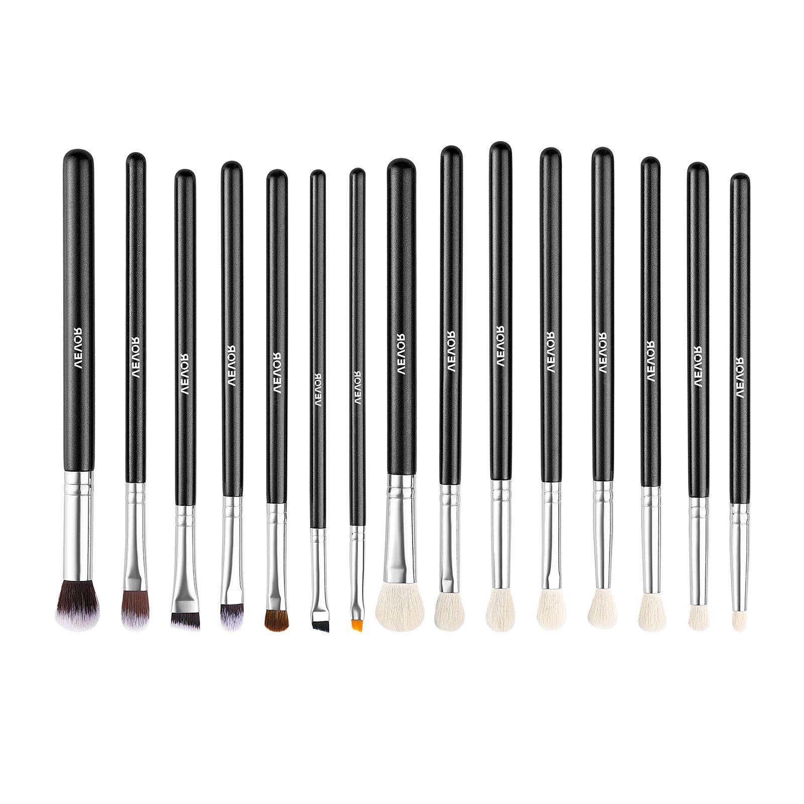15-Piece Makeup Brush Set for Foundation Blending Eyeshadow, Professional Vegan Brushes with Soft Synthetic Bristles, Ergonomic Wood Handle & Aluminum Ferrule, Portable and Travel-Friendly - Image 1