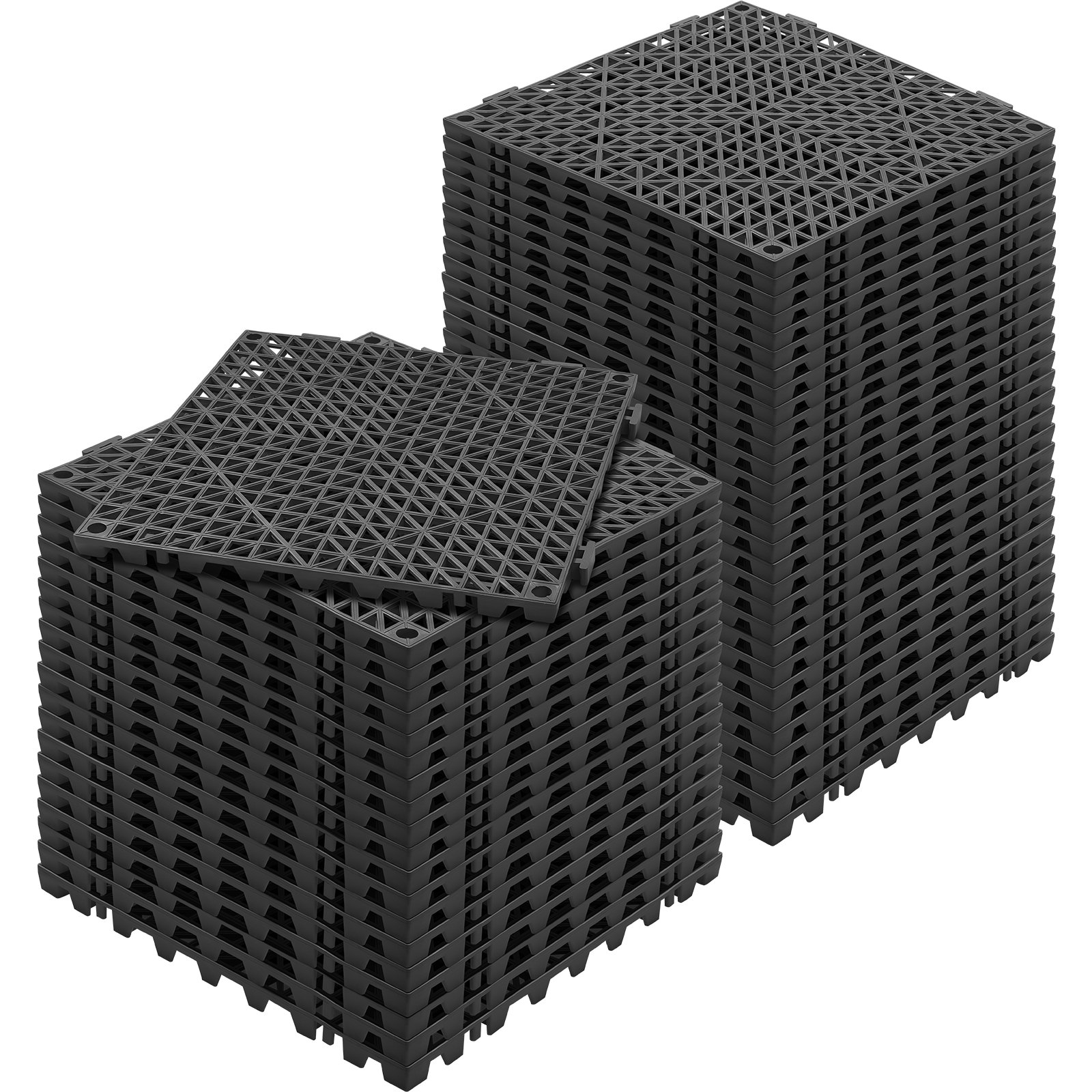 Modular Interlocking Cushion, 50 Pack 30 x 30 cm Splicing Drainage Mats, PVC Interlocking Drainage Floor Tiles, Non-Slip Drainage Holes for Restroom, Bathroom, Kitchen, Pool, Wet Area, Black - Image 1