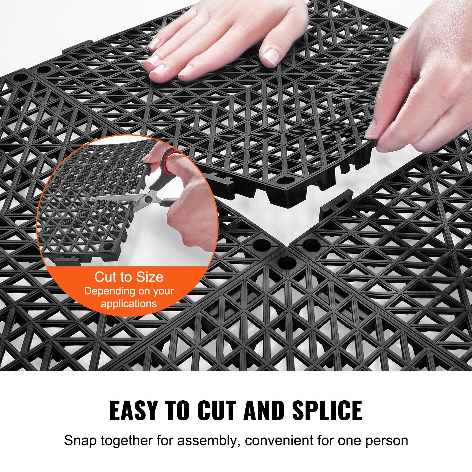 Modular Interlocking Cushion, 50 Pack 30 x 30 cm Splicing Drainage Mats, PVC Interlocking Drainage Floor Tiles, Non-Slip Drainage Holes for Restroom, Bathroom, Kitchen, Pool, Wet Area, Black - Image 4