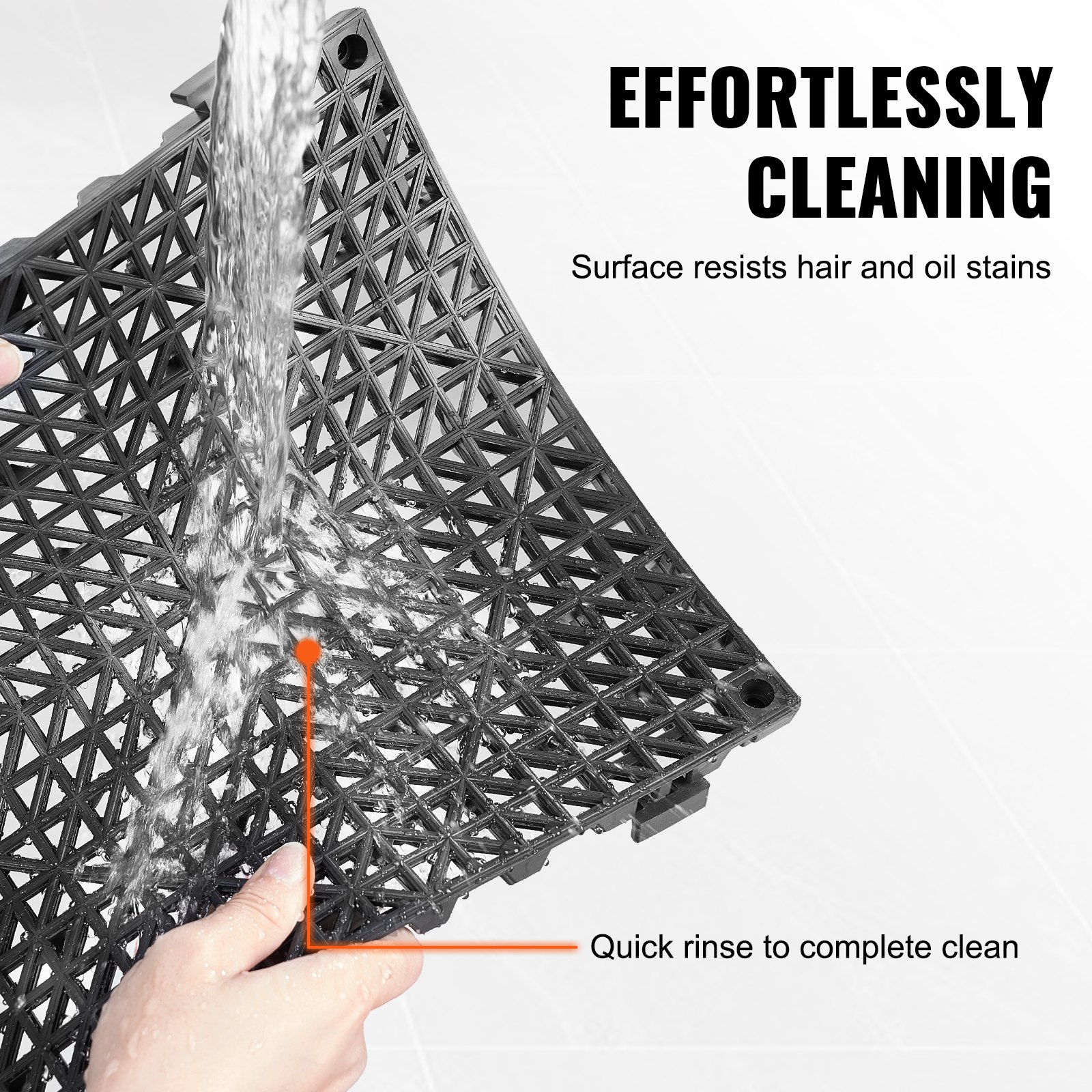 Modular Interlocking Cushion, 50 Pack 30 x 30 cm Splicing Drainage Mats, PVC Interlocking Drainage Floor Tiles, Non-Slip Drainage Holes for Restroom, Bathroom, Kitchen, Pool, Wet Area, Black - Image 5