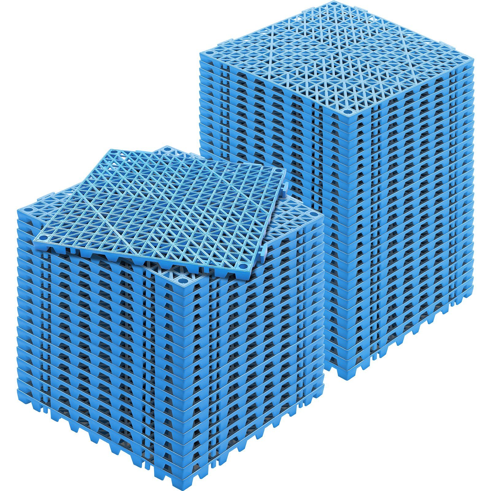 Modular Interlocking Cushion, 50 Pack 30 x 30 cm Splicing Drainage Mats, Soft PVC Interlocking Drainage Floor Tiles, Non-Slip Drainage Holes for Restroom, Bathroom, Kitchen, Pool, Wet Area, Blue - Image 1
