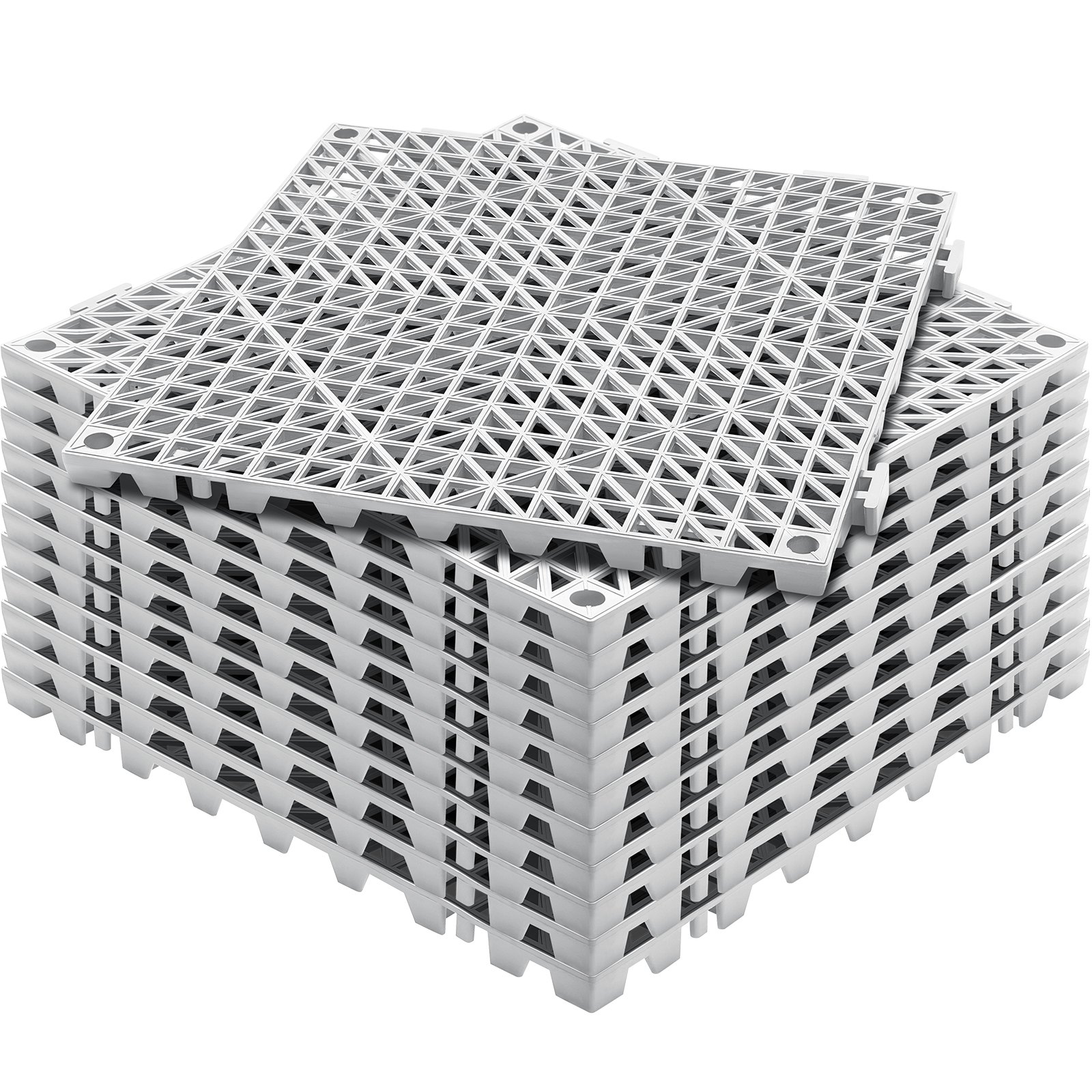 Modular Interlocking Cushion, 12 Pack 30 x 30 cm Splicing Drainage Mats, Soft PVC Interlocking Drainage Floor Tiles, Non-Slip Drainage Holes for Restroom, Bathroom, Kitchen, Pool, Wet Area, Gray - Image 1