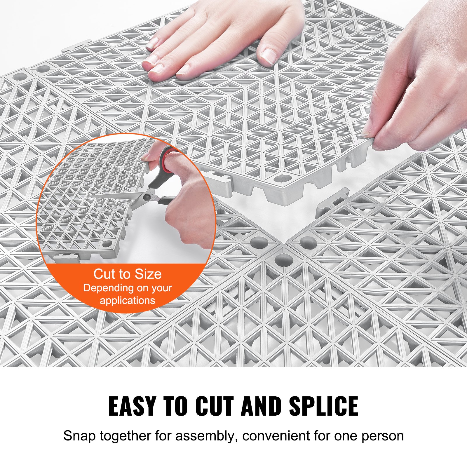 Modular Interlocking Cushion, 12 Pack 30 x 30 cm Splicing Drainage Mats, Soft PVC Interlocking Drainage Floor Tiles, Non-Slip Drainage Holes for Restroom, Bathroom, Kitchen, Pool, Wet Area, Gray - Image 4