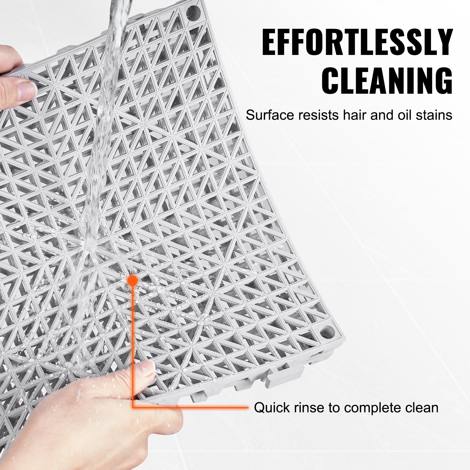 Modular Interlocking Cushion, 12 Pack 30 x 30 cm Splicing Drainage Mats, Soft PVC Interlocking Drainage Floor Tiles, Non-Slip Drainage Holes for Restroom, Bathroom, Kitchen, Pool, Wet Area, Gray - Image 5