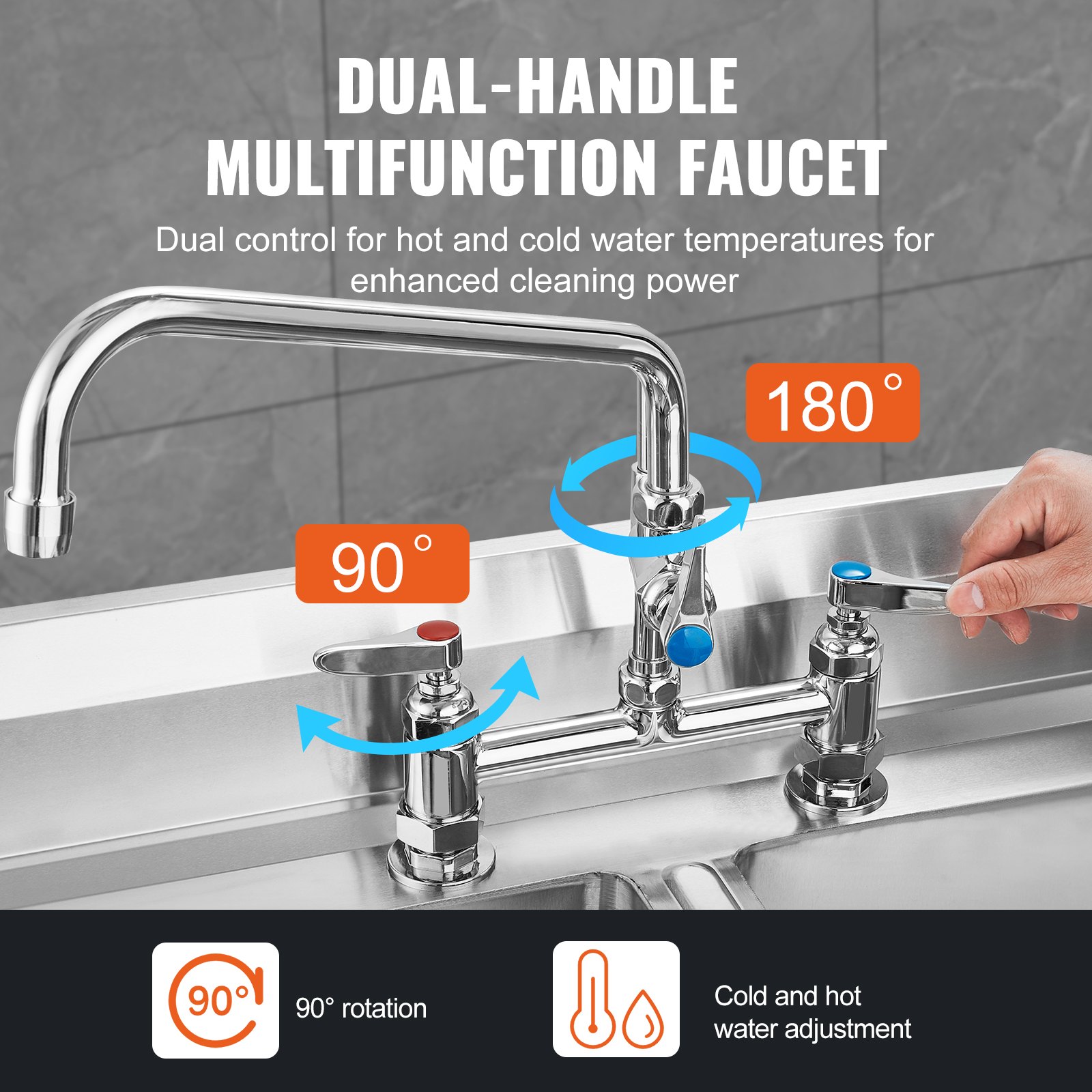Commercial Faucet with Pre-Rinse Sprayer, 44