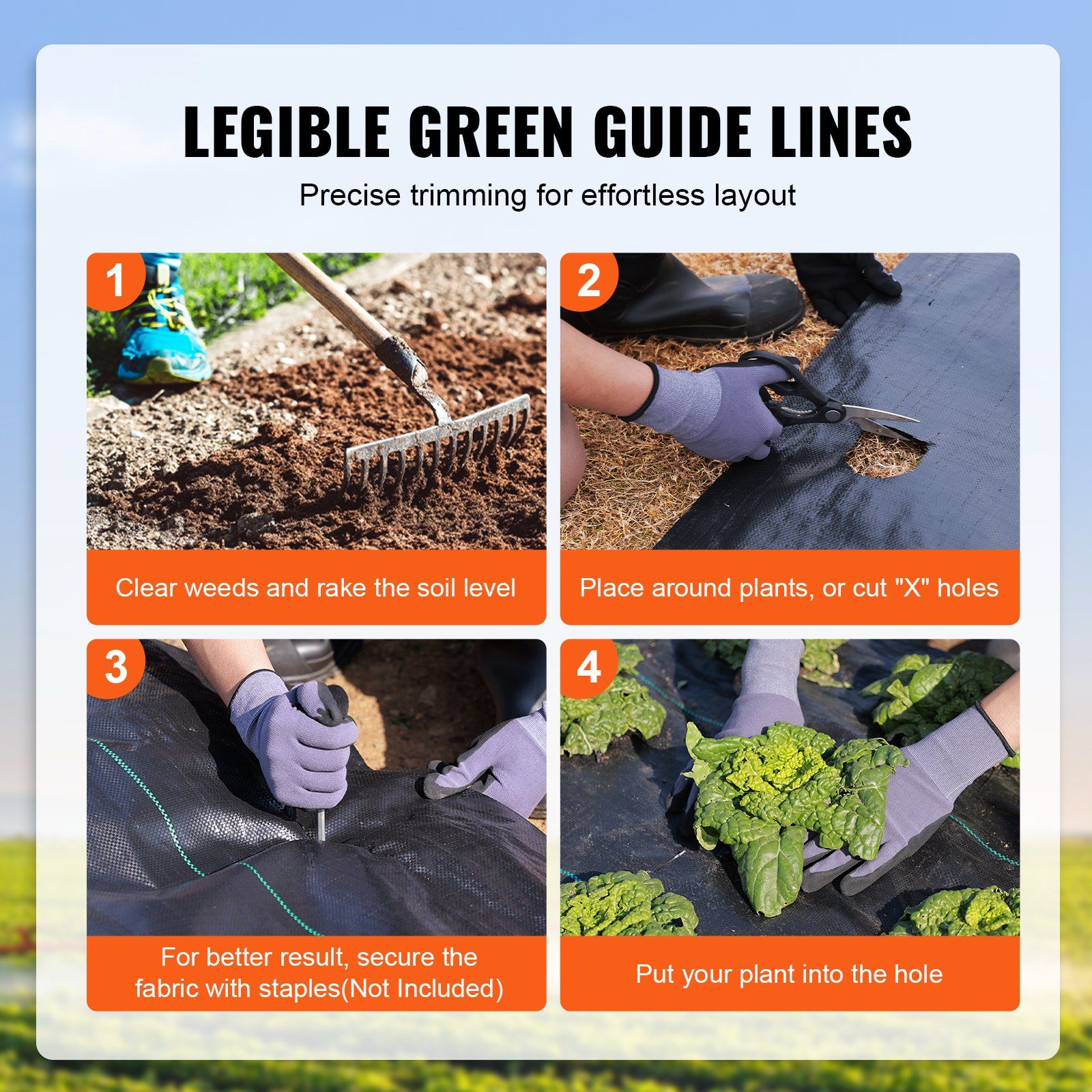 Weed Barrier Landscape Fabric, 4*50FT Heavy Duty Garden Weed Fabric, Woven PP Weed Control Fabric, Driveway Fabric, Geotextile Fabric for Landscaping, Ground Cover, Weed Blocker Weed Mat, Black - Image 5