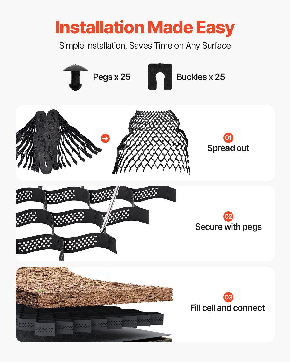 Gravel Grid, 75mm Depth, 5.2 x 2.7m, 853kg Per Sq ft Grass Ground Retainer, Permeable Geo Grids Driveway Stabilization, for Garden, Patio, Walkway, RV Parking Slopes - Image 6