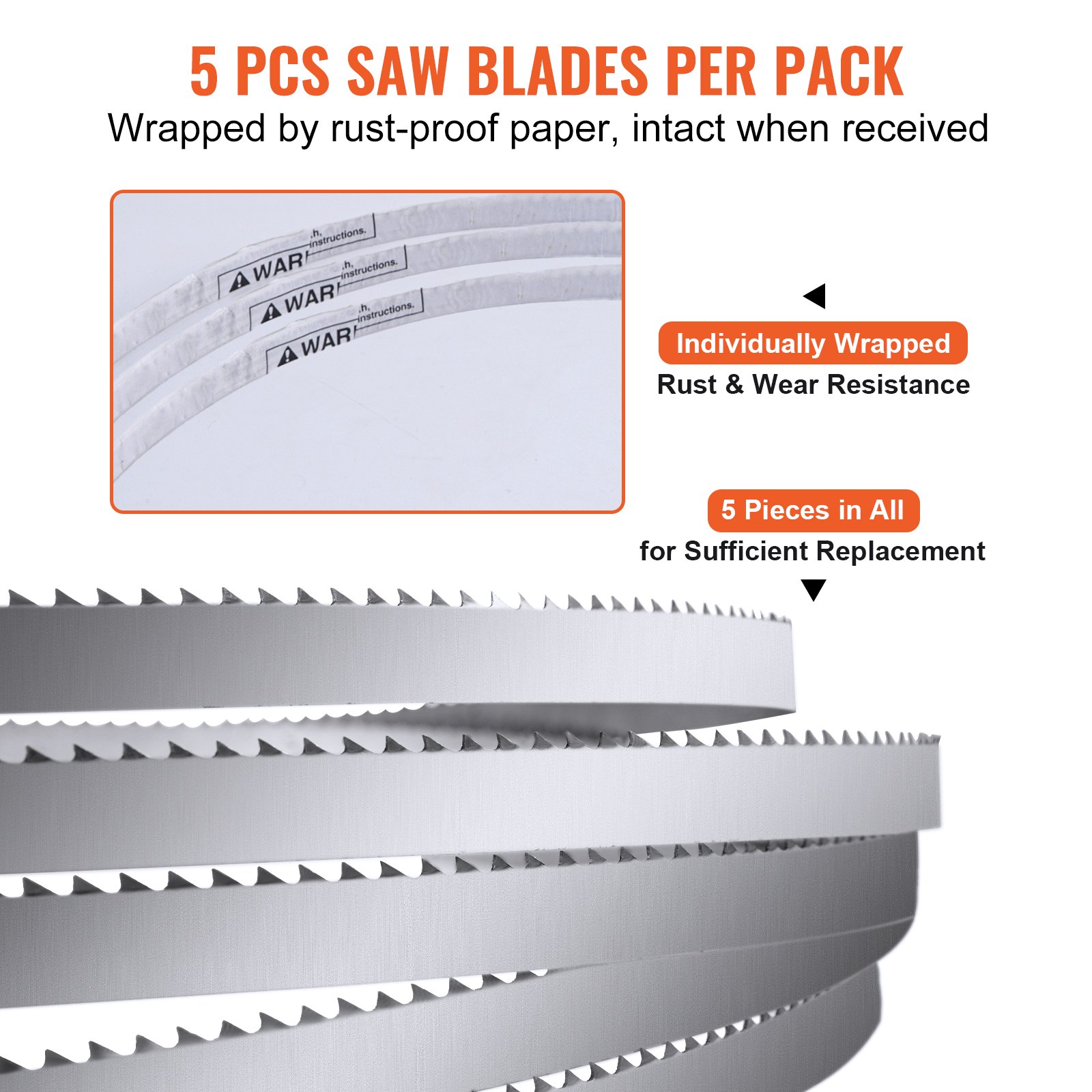 Band Saw Blade, 1650*16*0.56mm, 5 PCS/Pack Meat Bandsaw Blades for Replacement, Carbon Steel Blade, Meat Cutting Blade Wrapped by Rust-Proof Paper, Fit for Commercial Bone Saw Machines - Image 6