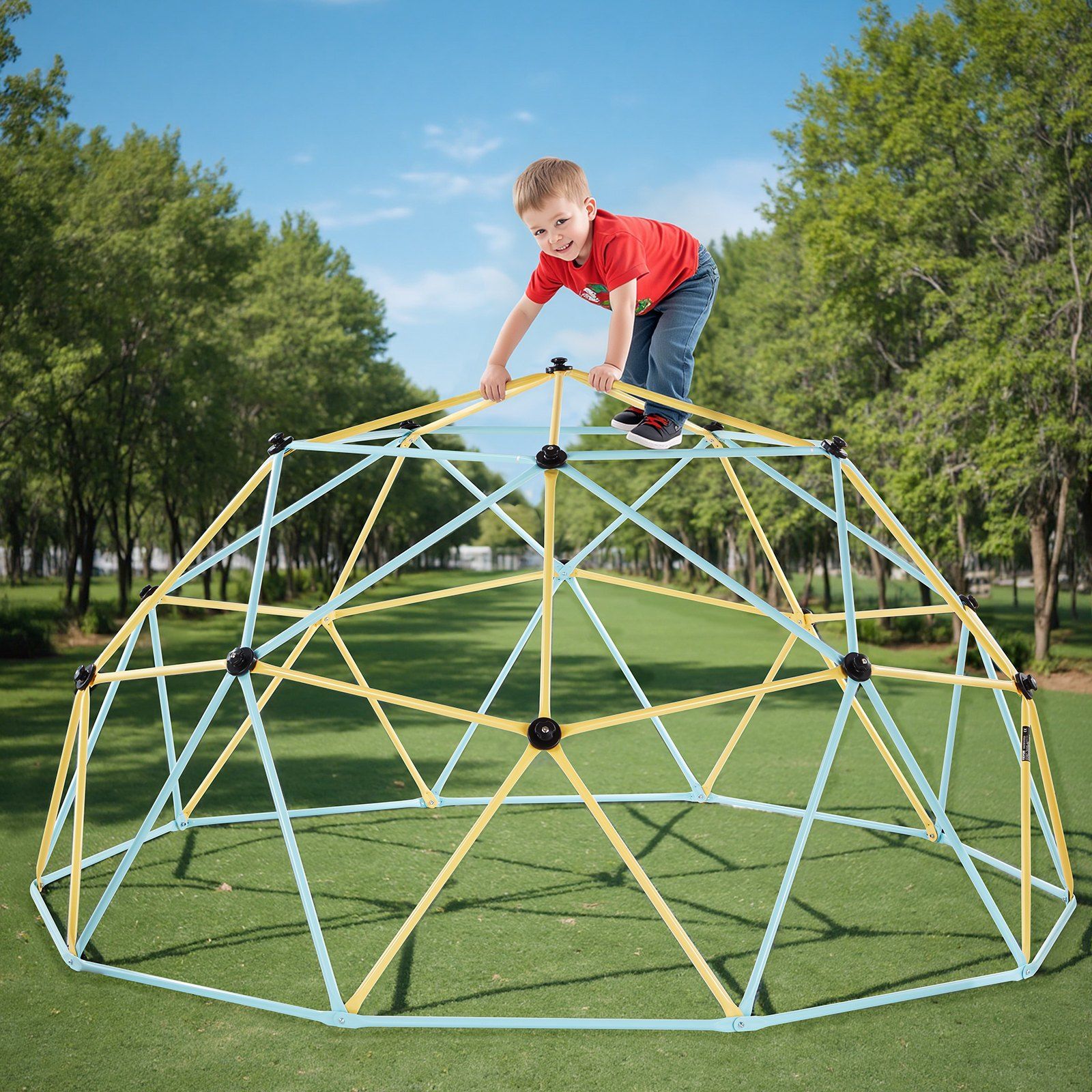 Climbing Dome, 305cm Geometric Dome Climber, 453kg Loading Jungle Gym Playground with 2 Basketballs & Octopus Net, Easy-Assembly Outdoor Backyard Climbing Equipment for Kids 3 to 10 Years Old - Image 8