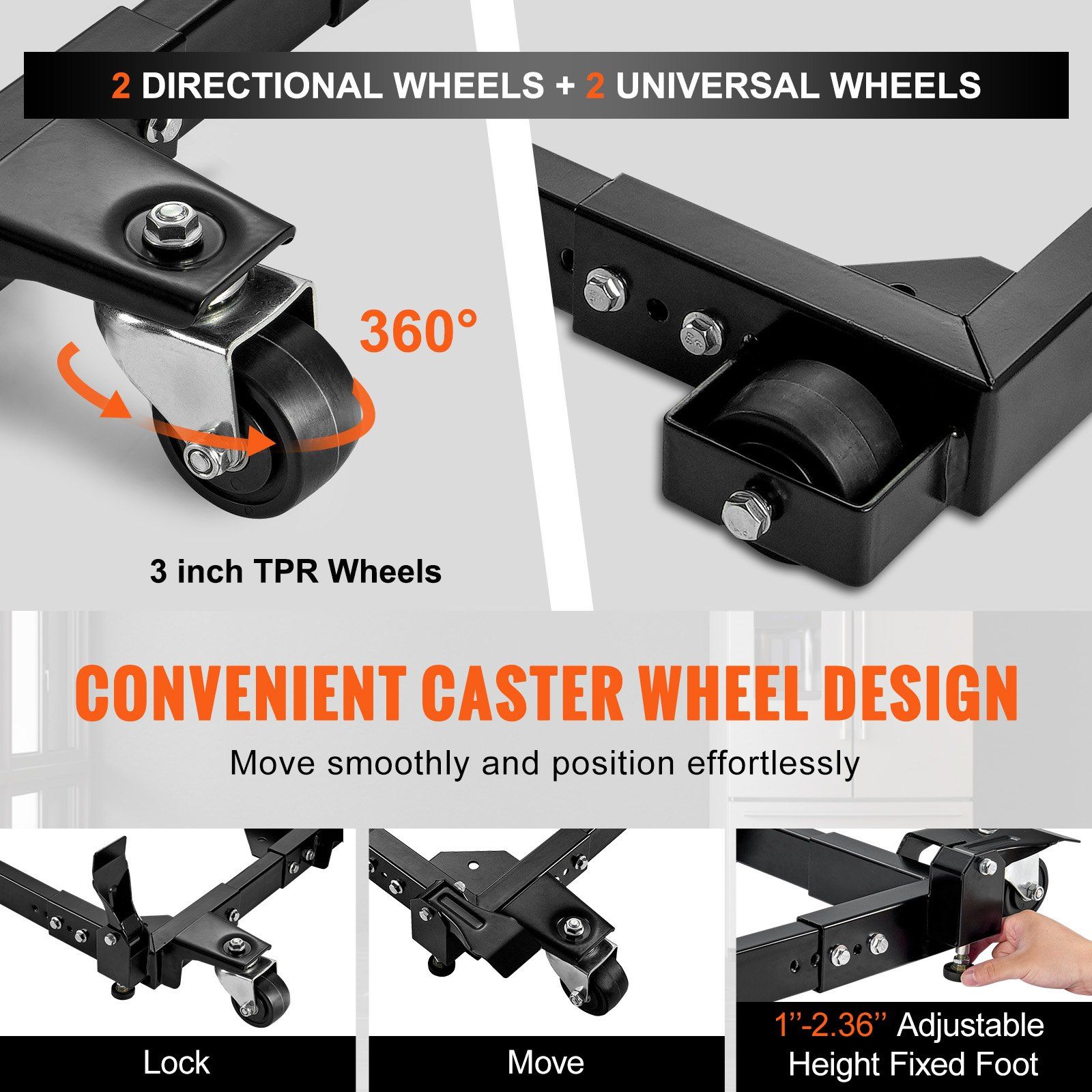 Mobile Base, 680.3 kg Capacity, Adjustable from 457.2 x 609.6 mm to 673.1 x 800.7 mm, Heavy Duty Universal Mobile Base Stand with Swivel Wheels, for Woodworking Equipment, Bandsaw, Power Tools - Image 3