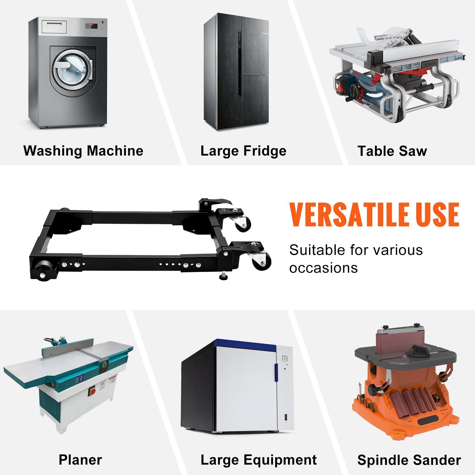 Mobile Base, 680.3 kg Capacity, Adjustable from 457.2 x 609.6 mm to 673.1 x 800.7 mm, Heavy Duty Universal Mobile Base Stand with Swivel Wheels, for Woodworking Equipment, Bandsaw, Power Tools - Image 6