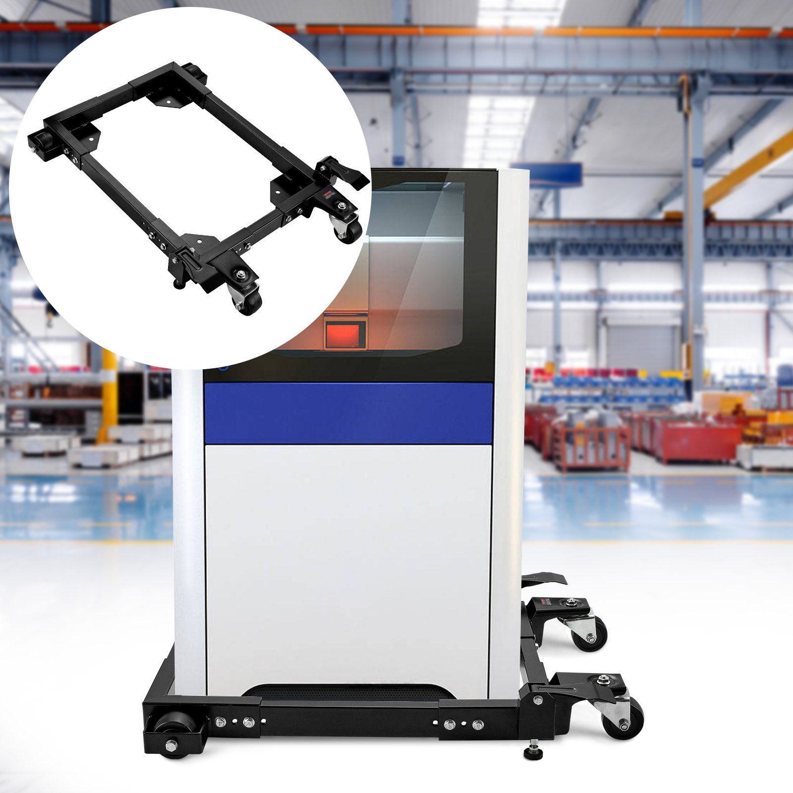 Mobile Base, 680.3 kg Capacity, Adjustable from 457.2 x 609.6 mm to 673.1 x 800.7 mm, Heavy Duty Universal Mobile Base Stand with Swivel Wheels, for Woodworking Equipment, Bandsaw, Power Tools - Image 8