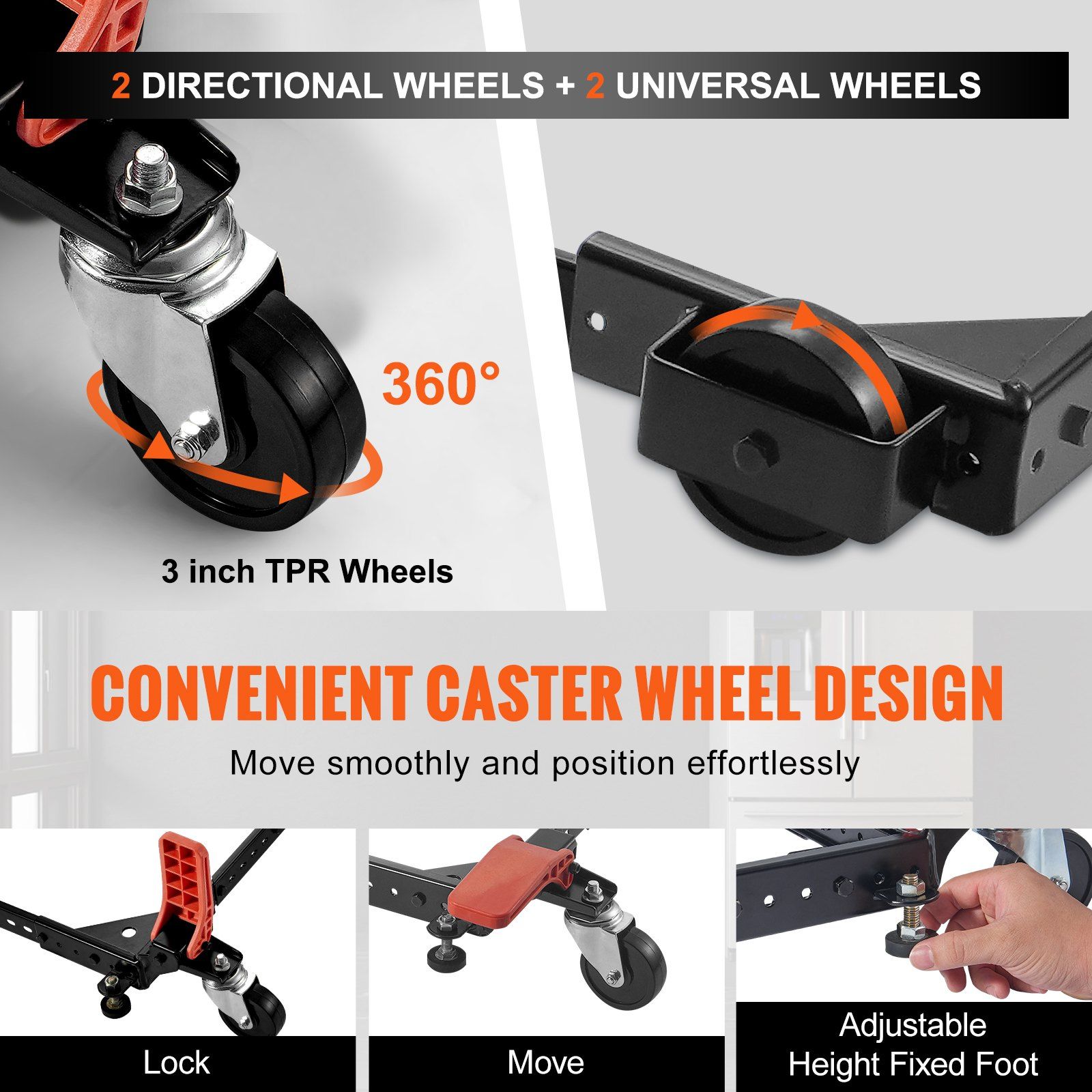 Mobile Base, 226.8 kg Capacity, Adjustable from 304 x 304 mm to 914 x 914 mm, Heavy Duty Universal Mobile Base Stand with Swivel Wheels, for Woodworking Equipment, Bandsaw, Power Tools, Machines - Image 3