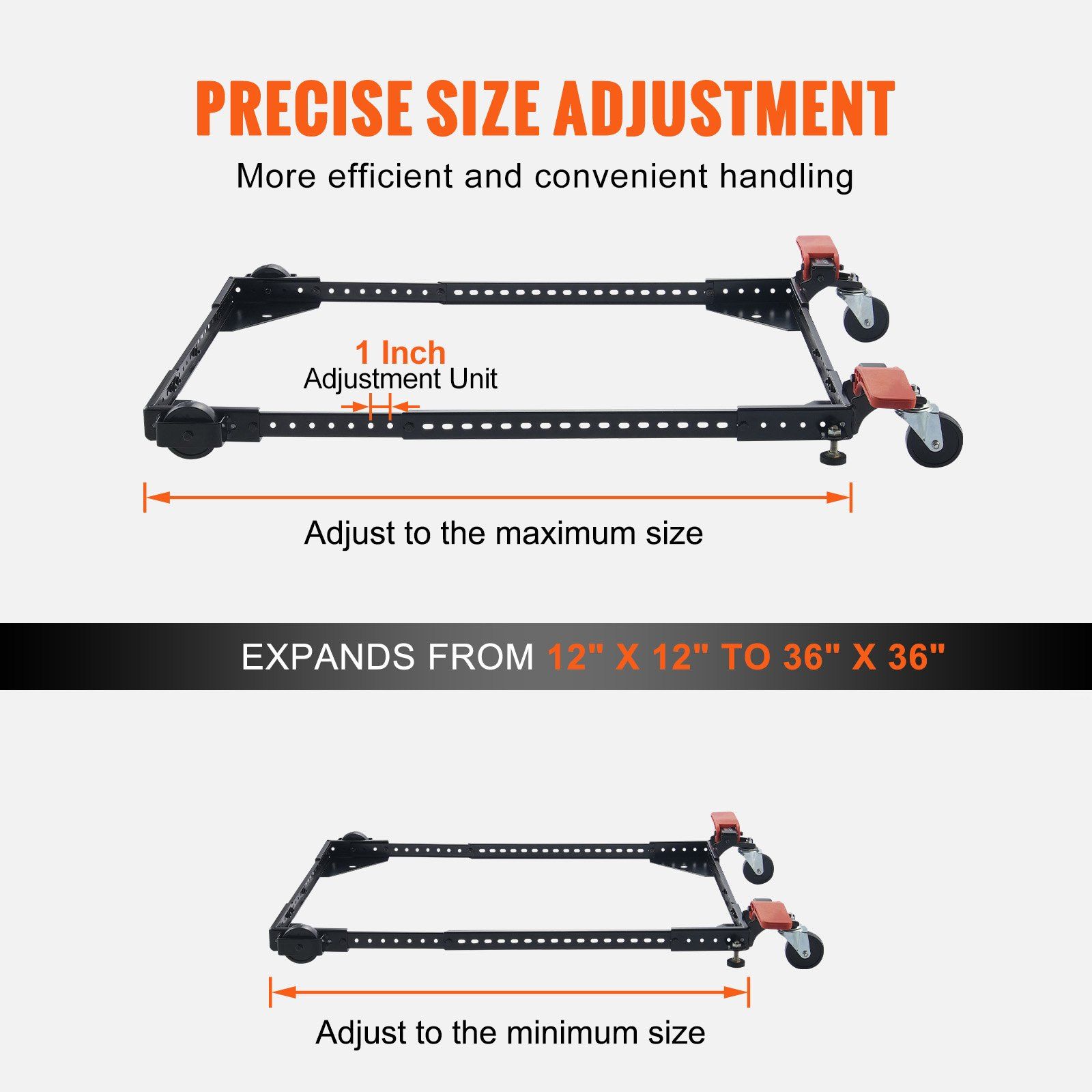 Mobile Base, 226.8 kg Capacity, Adjustable from 304 x 304 mm to 914 x 914 mm, Heavy Duty Universal Mobile Base Stand with Swivel Wheels, for Woodworking Equipment, Bandsaw, Power Tools, Machines - Image 4