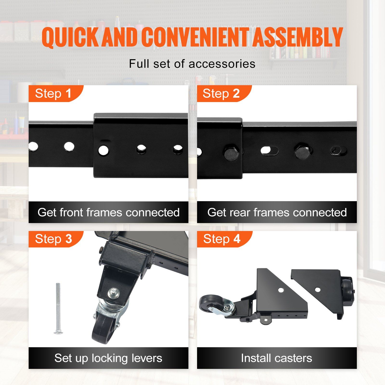 Mobile Base, 226.8 kg Capacity, Adjustable from 304 x 304 mm to 914 x 914 mm, Heavy Duty Universal Mobile Base Stand with Swivel Wheels, for Woodworking Equipment, Bandsaw, Power Tools, Machines - Image 5