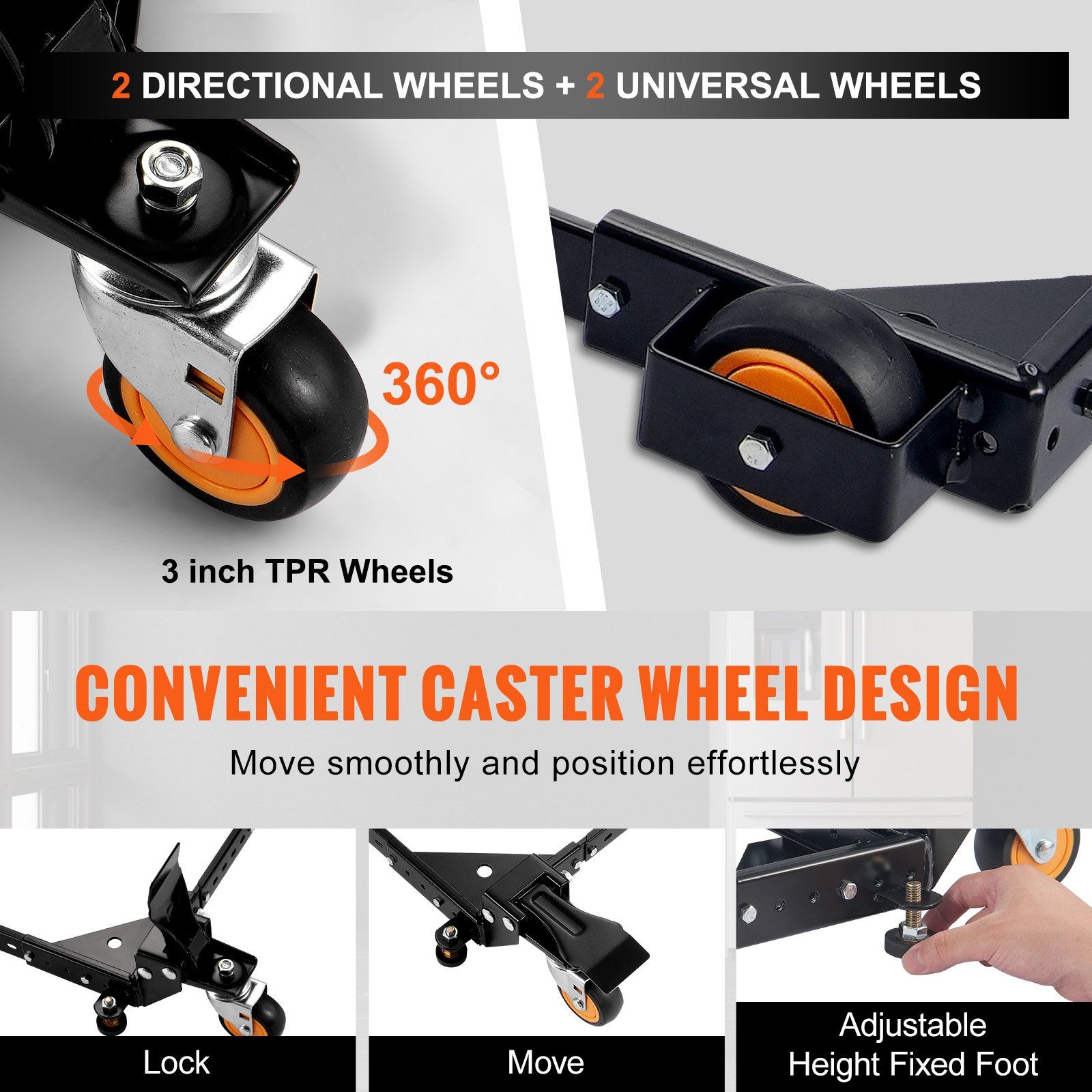 Mobile Base, 295.5 kg Capacity, Adjustable from 304 x 304 mm to 914 x 914 mm, Heavy Duty Universal Mobile Base Stand with Swivel Wheels, for Woodworking Equipment, Bandsaw, Power Tools, Machines - Image 3