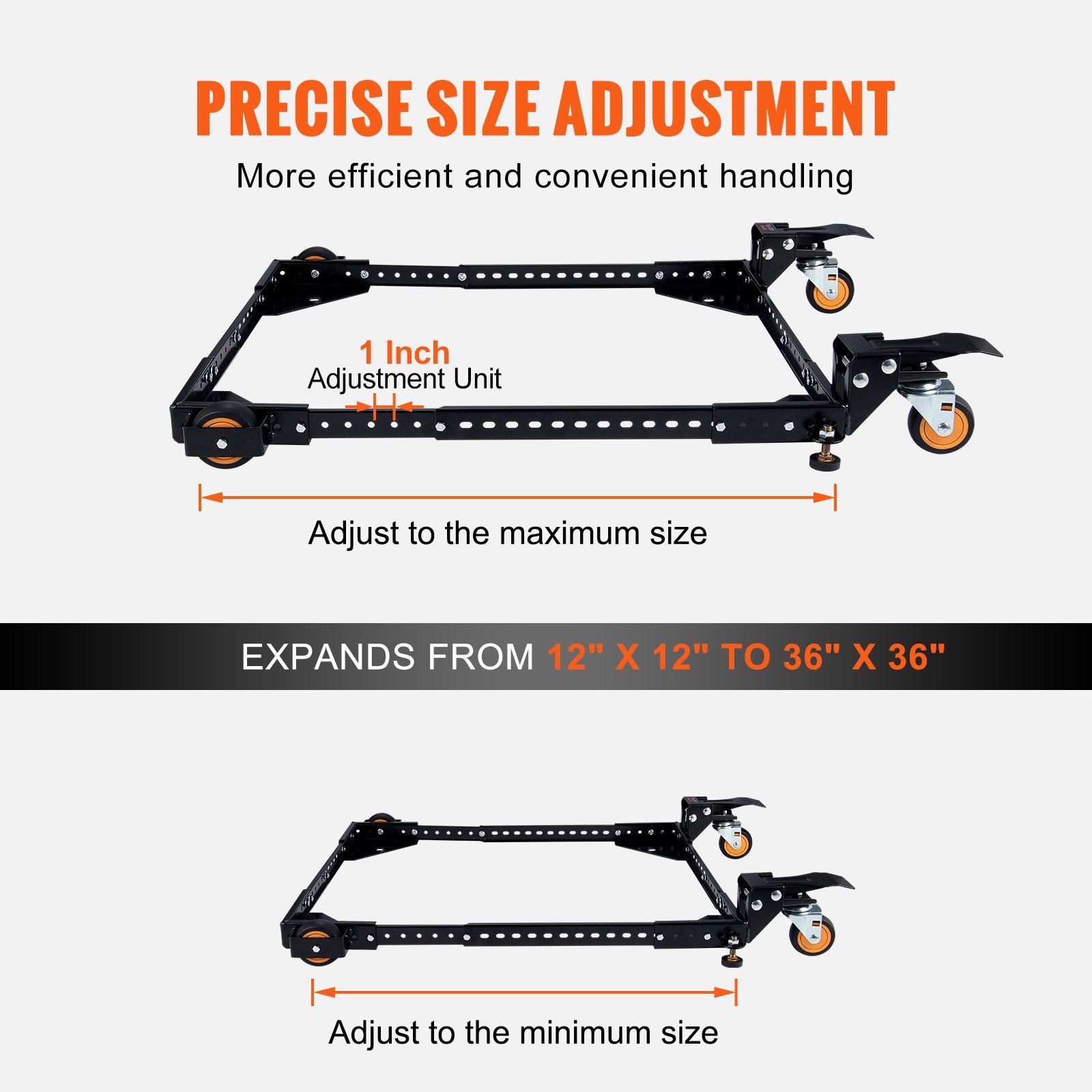 Mobile Base, 295.5 kg Capacity, Adjustable from 304 x 304 mm to 914 x 914 mm, Heavy Duty Universal Mobile Base Stand with Swivel Wheels, for Woodworking Equipment, Bandsaw, Power Tools, Machines - Image 4