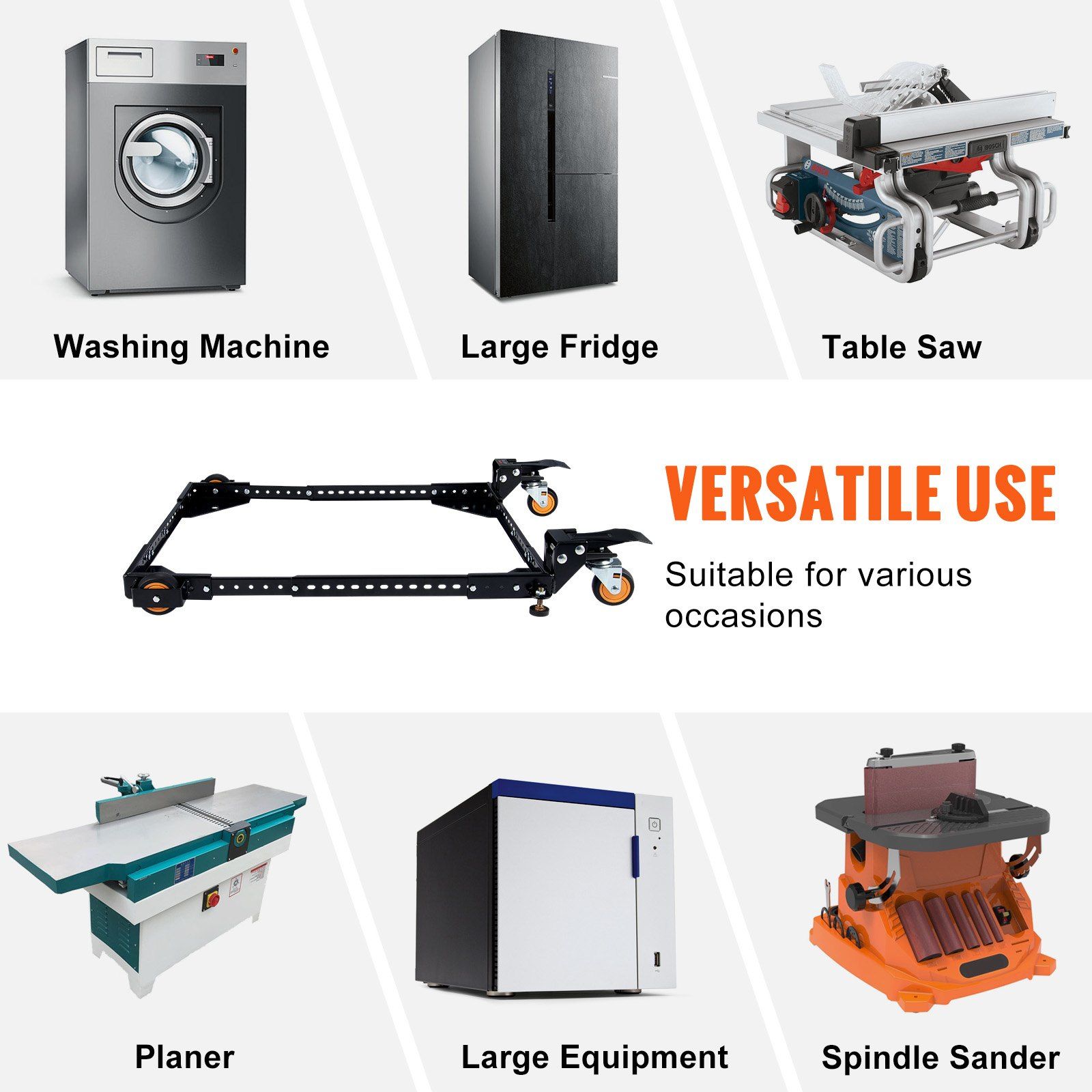 Mobile Base, 295.5 kg Capacity, Adjustable from 304 x 304 mm to 914 x 914 mm, Heavy Duty Universal Mobile Base Stand with Swivel Wheels, for Woodworking Equipment, Bandsaw, Power Tools, Machines - Image 6