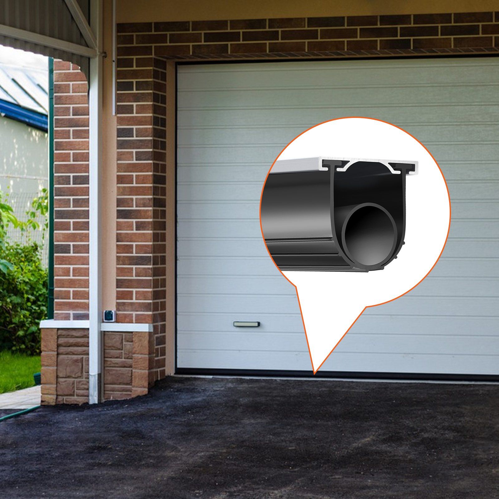 Garage Door Seals Bottom Rubber, U Shape +O Ring Garage Door Bottom Weather Seal with Pre-drilled Aluminum Track Retainer Kit, 16ft 5/16 inch T-ends and 3 3/4 inch Width, for Doors, Black - Image 8