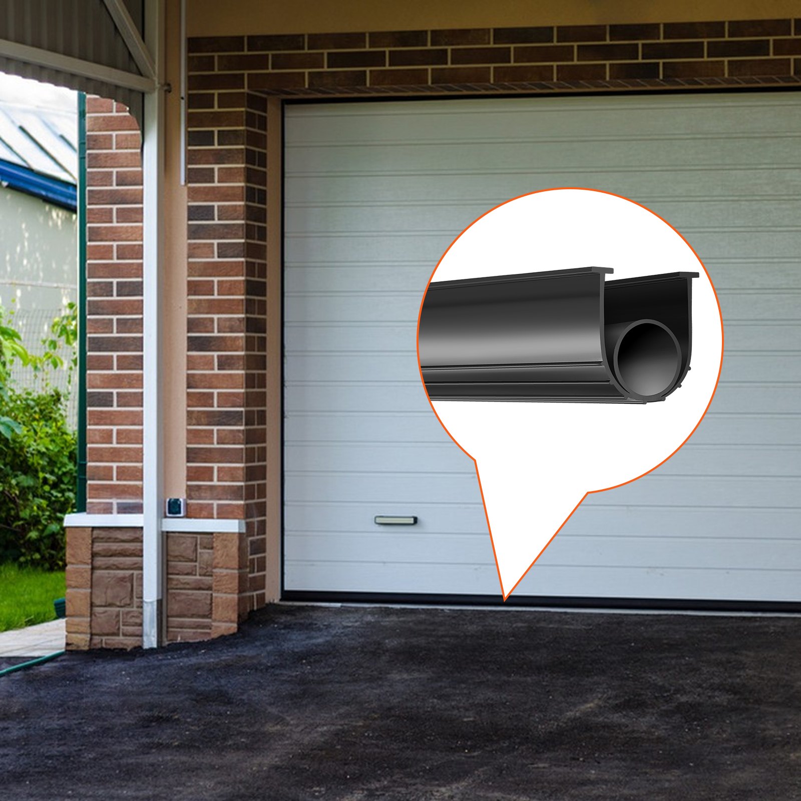 Garage Door Seals Bottom Rubber, U Shape +O Ring Combination Garage Door Bottom Weather Seal, 20ft Weatherproofing Garage Door Seal, 5/16 inch T-ends and 3 3/4 inch Width, for Doors, Black - Image 8