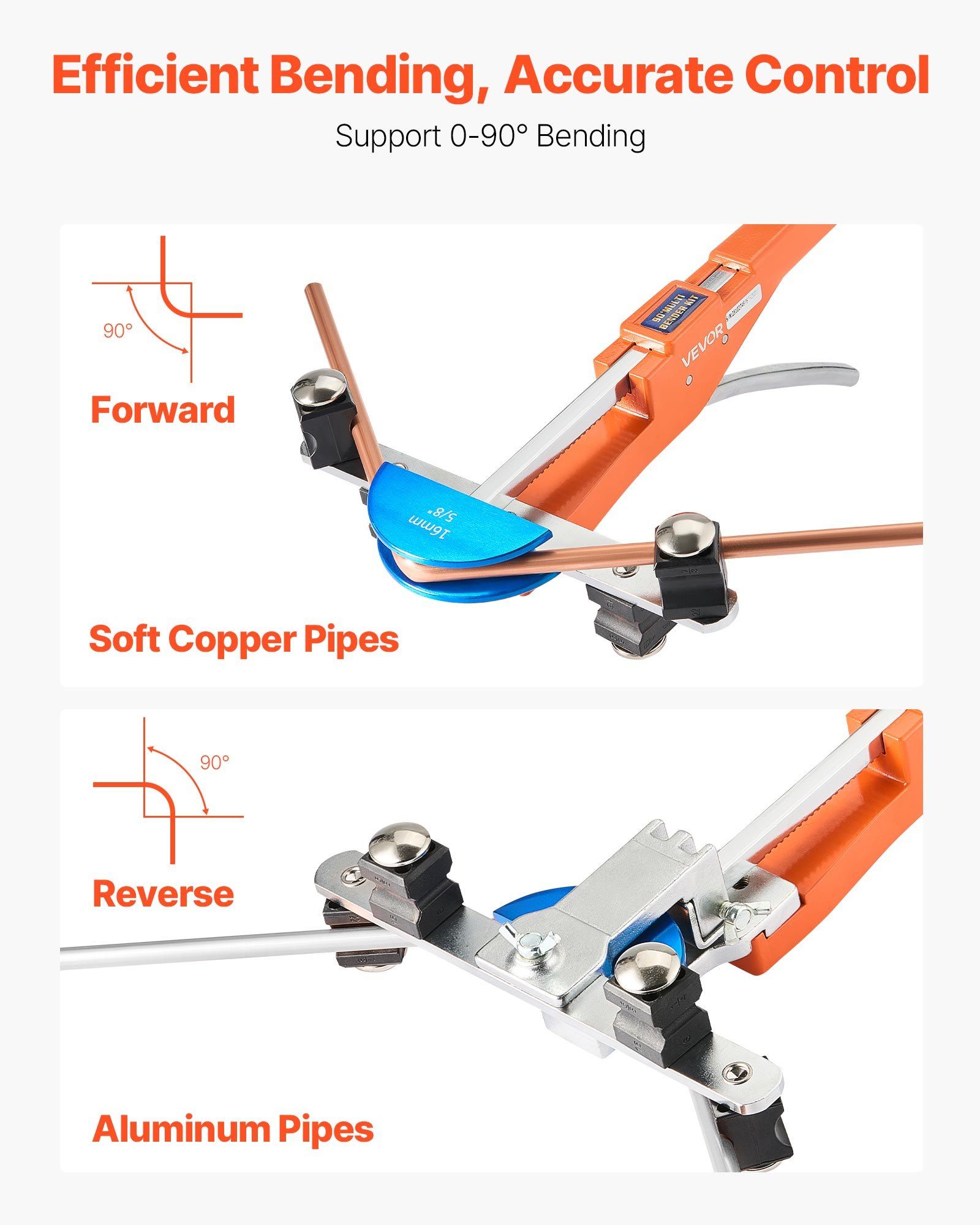 Tubing Bender Kit, 6 mm to 22 mm, Compact Ratcheting Tube Pipe Bender, Forward/Reverse Hand Bending Tool, with 7 Color Aluminium Alloy Dies, for Copper HVAC Air Conditioning Refrigeration Repair - Image 3