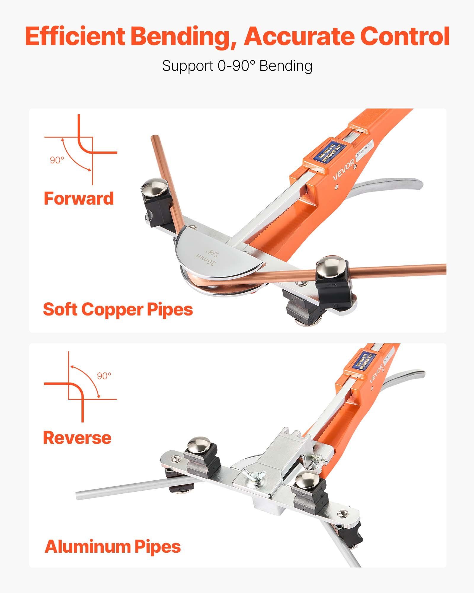 Tubing Bender Kit, 6 mm to 22 mm, Compact Ratcheting Tube Pipe Bender, Forward/Reverse Hand Bending Tool, with 7 Aluminium Alloy Dies, for Copper HVAC Air Conditioning Refrigeration Auto Repair - Image 3