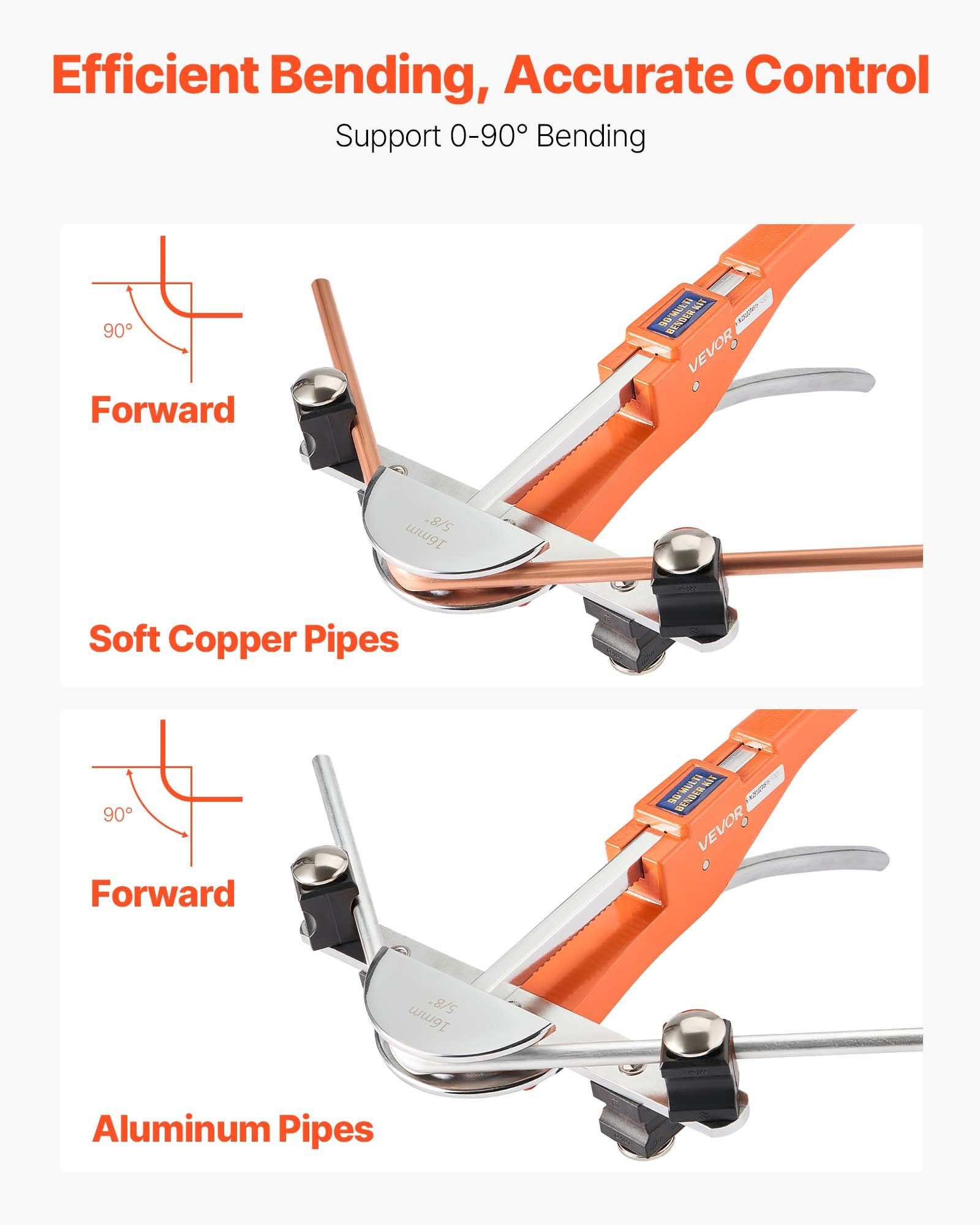 Tubing Bender Kit, 6 mm to 22 mm, Compact Ratcheting Tube Pipe Bender, Ratchet Hand Bending Tool, with 7 Aluminium Alloy Dies, HVAC Tools, for Copper Aluminum HVAC Refrigeration Maintenance - Image 3