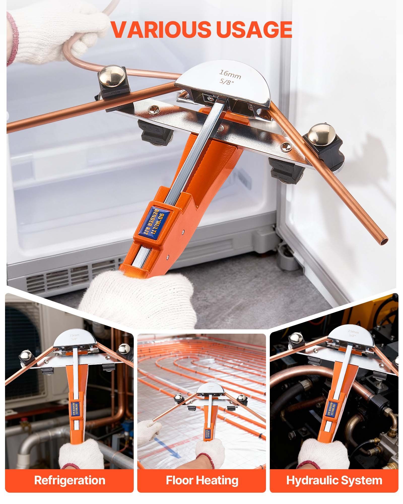 Tubing Bender Kit, 6 mm to 22 mm, Compact Ratcheting Tube Pipe Bender, Ratchet Hand Bending Tool, with 7 Aluminium Alloy Dies, HVAC Tools, for Copper Aluminum HVAC Refrigeration Maintenance - Image 6