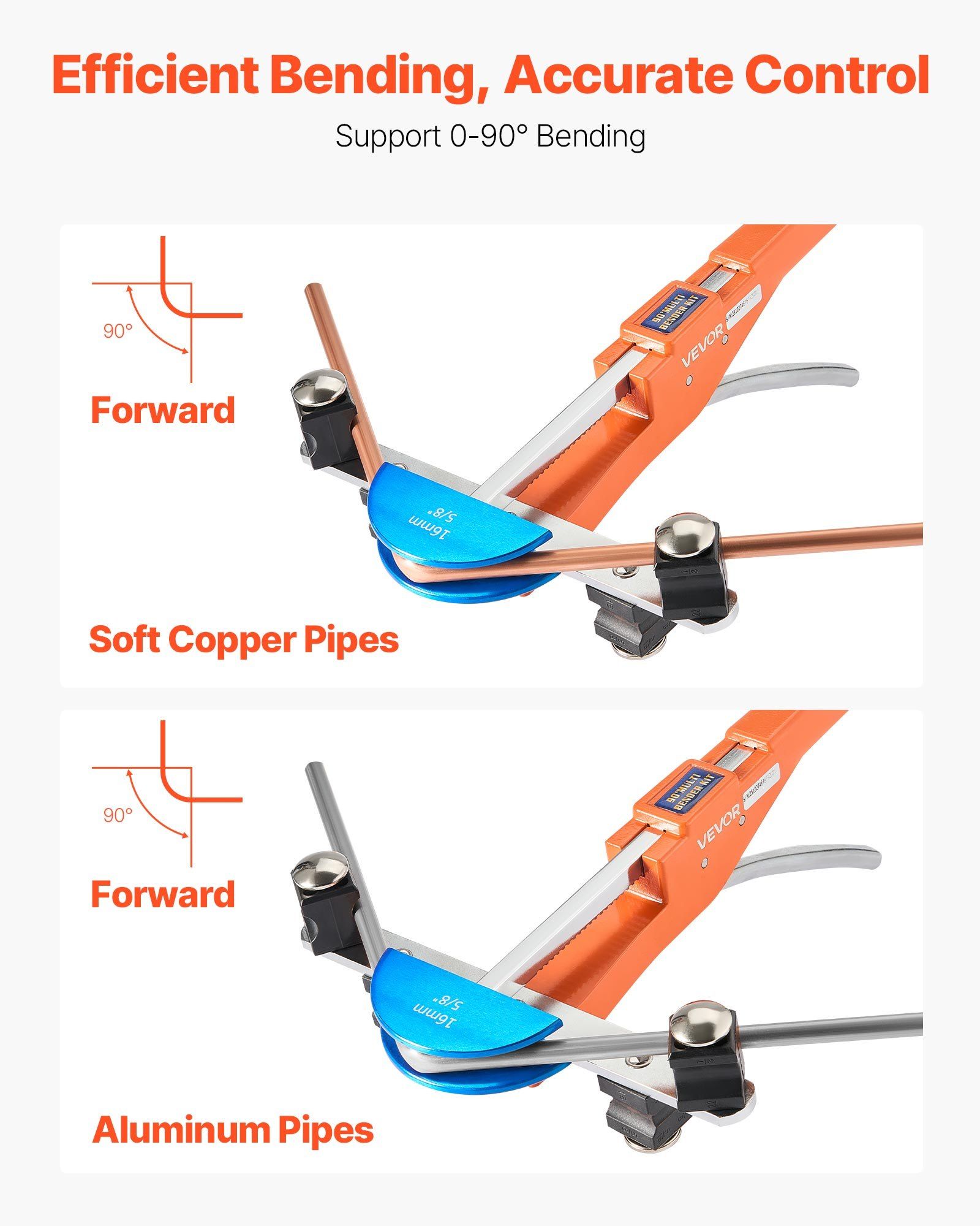 Tubing Bender Kit, 6 mm to 22 mm, Compact Ratcheting Tube Pipe Bender, Ratchet Hand Bending Tool, with 7 Color Aluminium Alloy Dies, HVAC Tools, for Copper HVAC Air Conditioning Refrigeration - Image 3