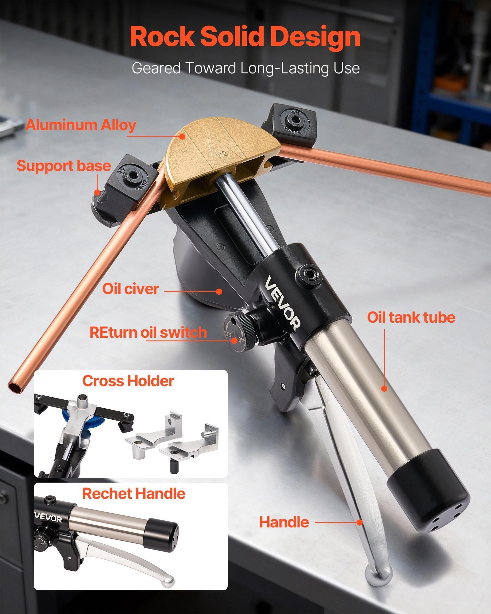 Hydraulic Tubing Bender Kit, 6 mm to 22 mm, Copper Tube Pipe Bender, Forward/Reverse HVAC Bending Tool, with 7 Color Aluminium Alloy Dies, for HVAC Air Conditioning Refrigeration Auto Repair - Image 5