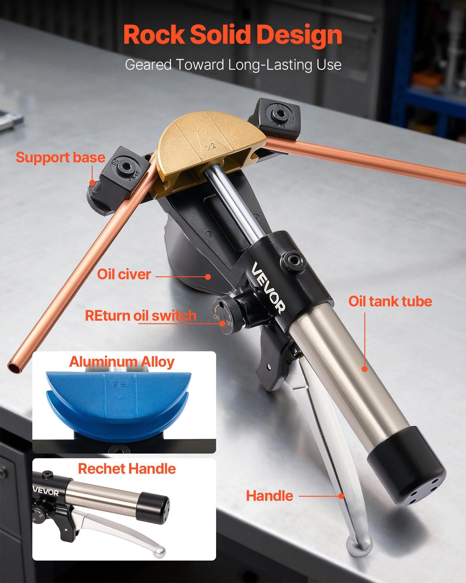 Hydraulic Tubing Bender Kit, 6 mm to 22 mm, Copper Tube Pipe Bender, HVAC Bending Tool Set, 90° Bend, with 7 Color Aluminium Alloy Dies, for HVAC Air Conditioning Refrigeration Automotive Repair - Image 5
