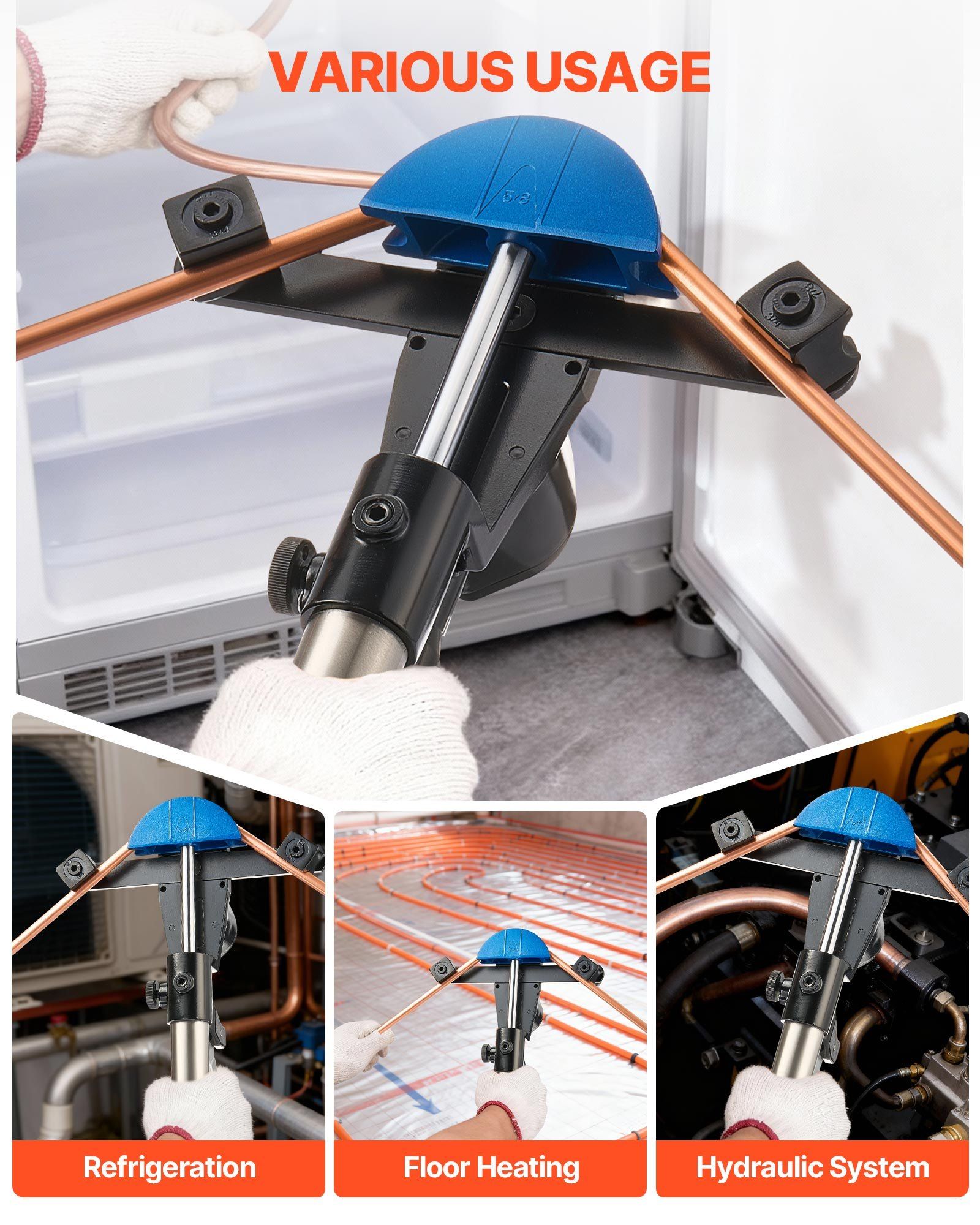 Hydraulic Tubing Bender Kit, 6 mm to 22 mm, Copper Tube Pipe Bender, HVAC Bending Tool Set, 90° Bend, with 7 Color Aluminium Alloy Dies, for HVAC Air Conditioning Refrigeration Automotive Repair - Image 6