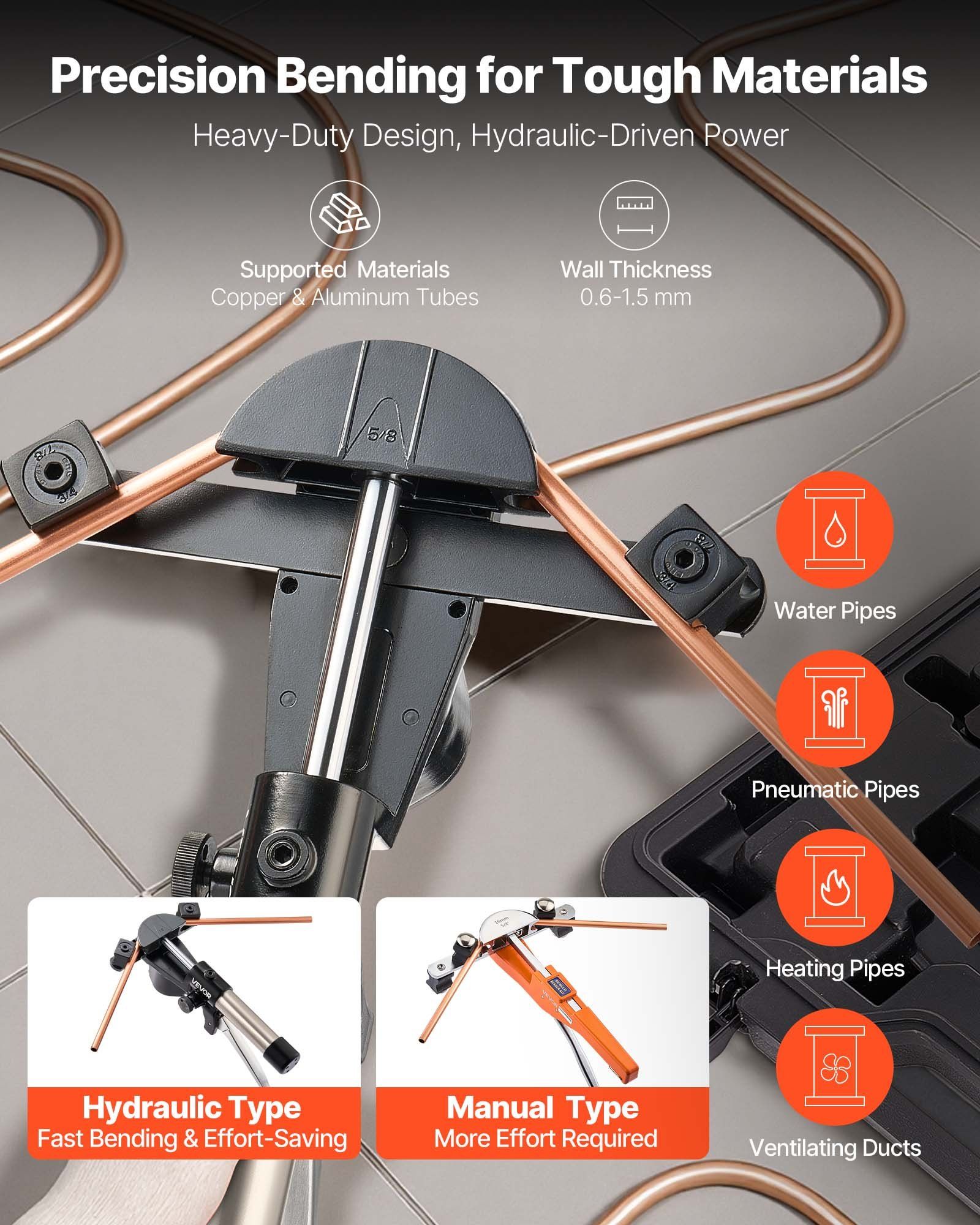 Hydraulic Tubing Bender Kit, 6 mm to 22 mm, Copper Tube Pipe Bender, HVAC Bending Tool Set, 90° Bend, with 7 Aluminium Alloy Dies, for HVAC Air Conditioning Refrigeration Automotive Auto Repair - Image 2