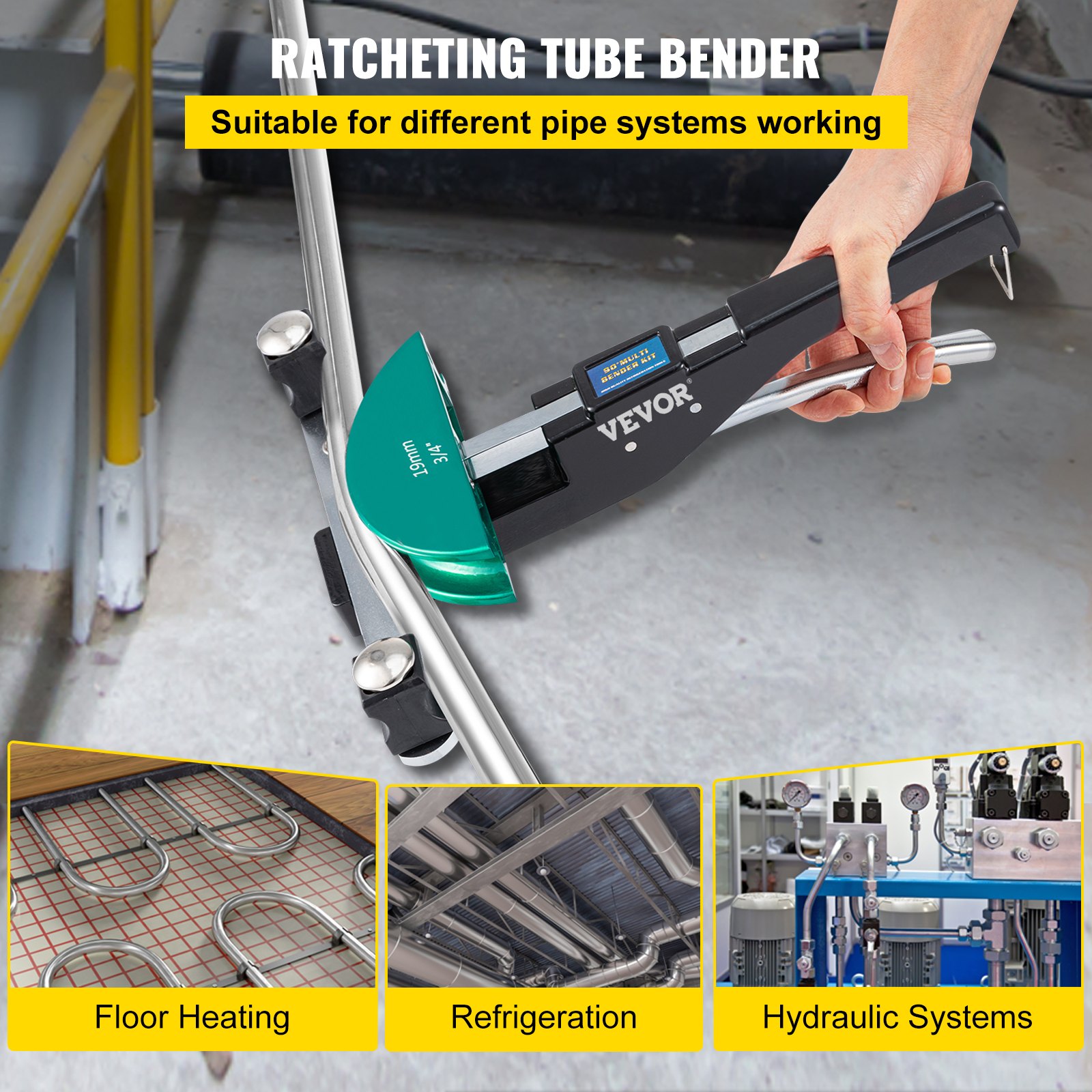 Copper Pipe Bender HVAC Refrigeration Ratcheting Tube Bender 1/4