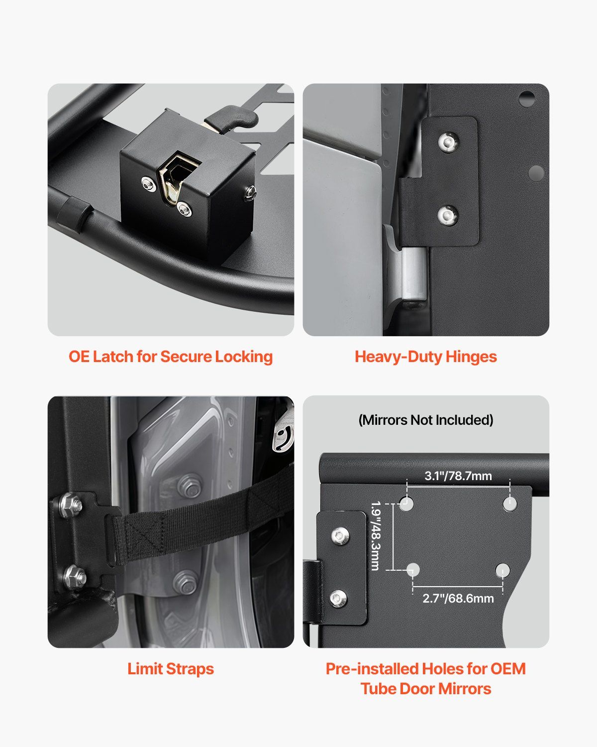 Jeep Tube Doors, 2-Door, Hunting Style Jeep Tubular Door with Heavy-Duty Hinges & OE Latch, Jeep Doors with Rubber Pads & Toughened Steel Tube, Fit for 2007-2018 Jeep Wrangler JK - Image 3