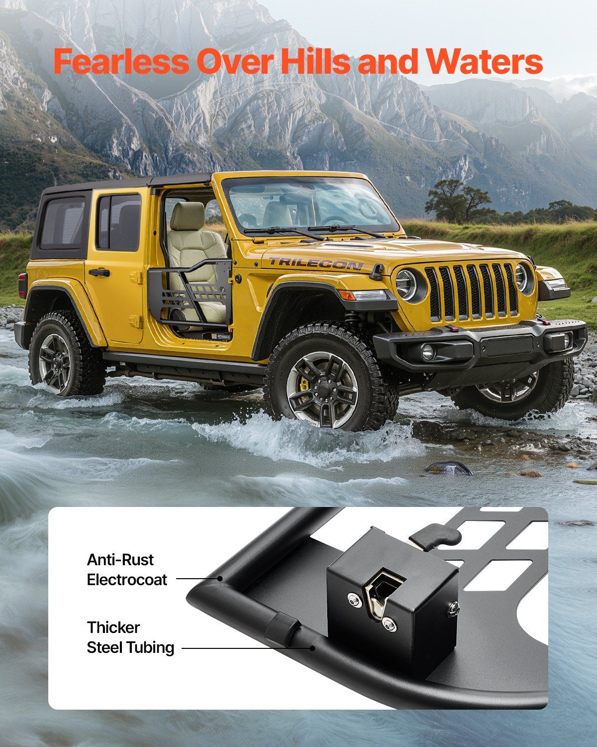 Jeep Tube Doors, 2-Door, Hunting Style Jeep Tubular Door with Heavy-Duty Hinges & OE Latch, Jeep Doors with Rubber Pads & Toughened Steel Tube, Fit for 2007-2018 Jeep Wrangler JK - Image 5