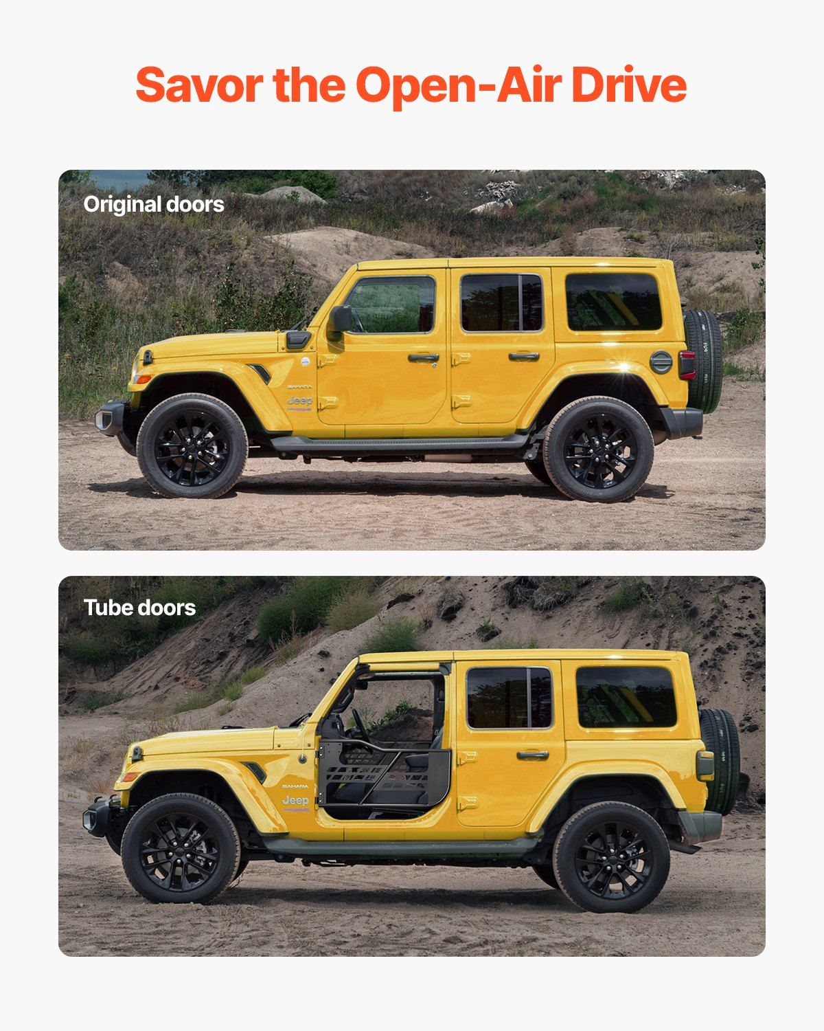Jeep Tube Doors, 2-Door, Hunting Style Jeep Tubular Door with Heavy-Duty Hinges & OE Latch, Jeep Doors with Rubber Pads & Toughened Steel Tube, Fit for 2007-2018 Jeep Wrangler JK - Image 6