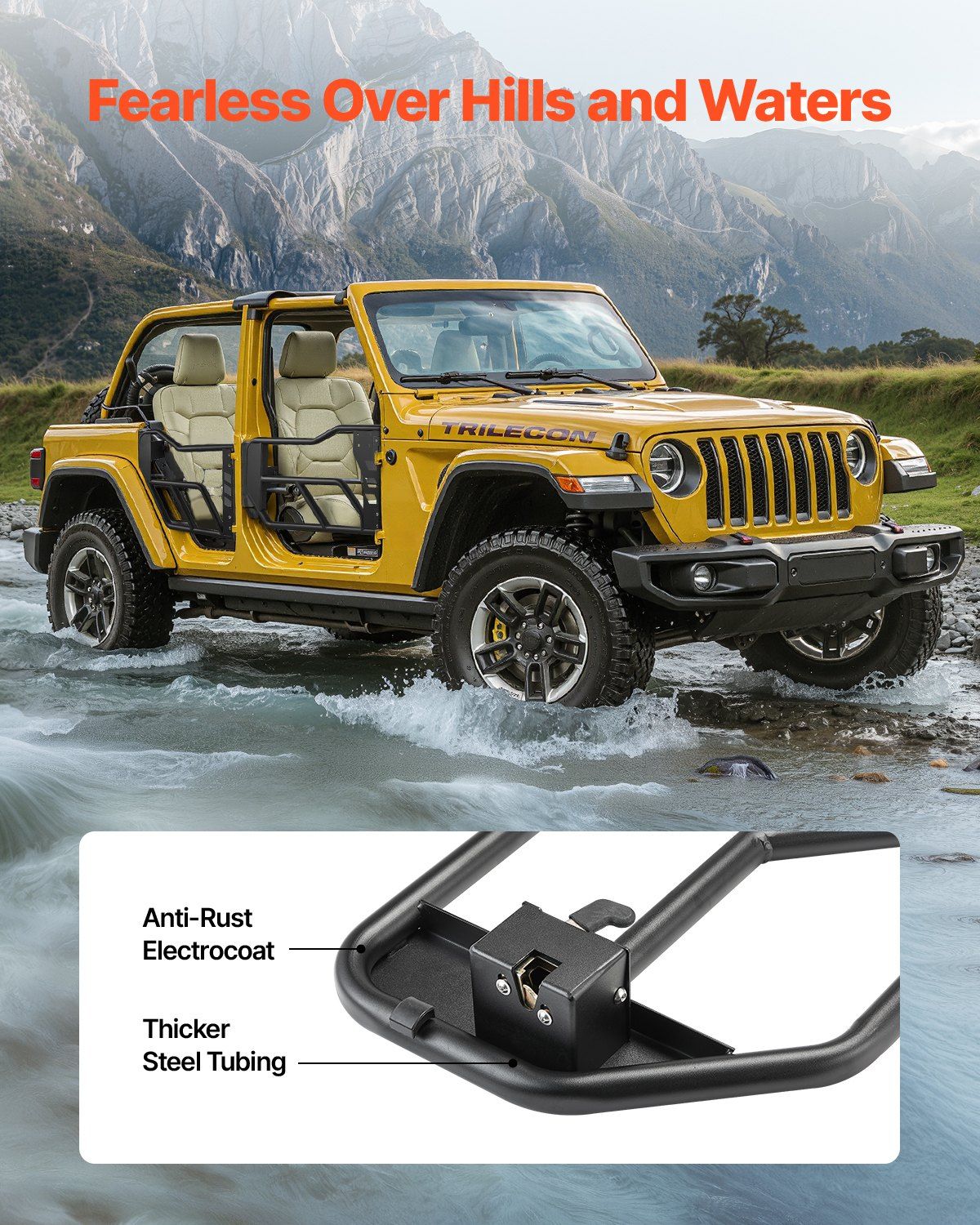 Jeep Tube Doors, 4-Door, Adventure Style Jeep Tubular Door with Heavy-Duty Hinges & OE Latch, Jeep Doors with Rubber Pads & Toughened Steel Tube, Fit for 2007-2018 Jeep Wrangler JK - Image 5