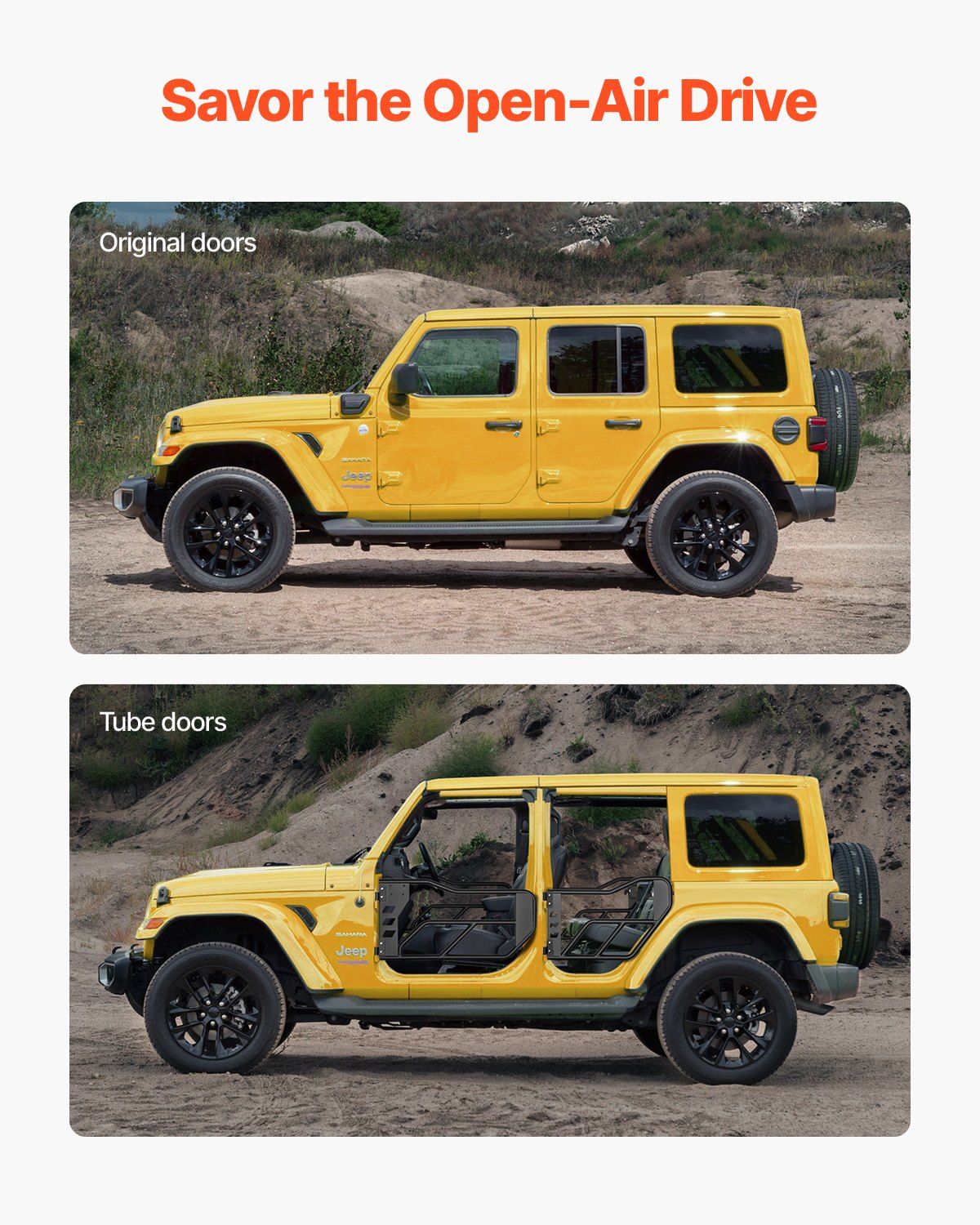Jeep Tube Doors, 4-Door, Adventure Style Jeep Tubular Door with Heavy-Duty Hinges & OE Latch, Jeep Doors with Rubber Pads & Toughened Steel Tube, Fit for 2007-2018 Jeep Wrangler JK - Image 6